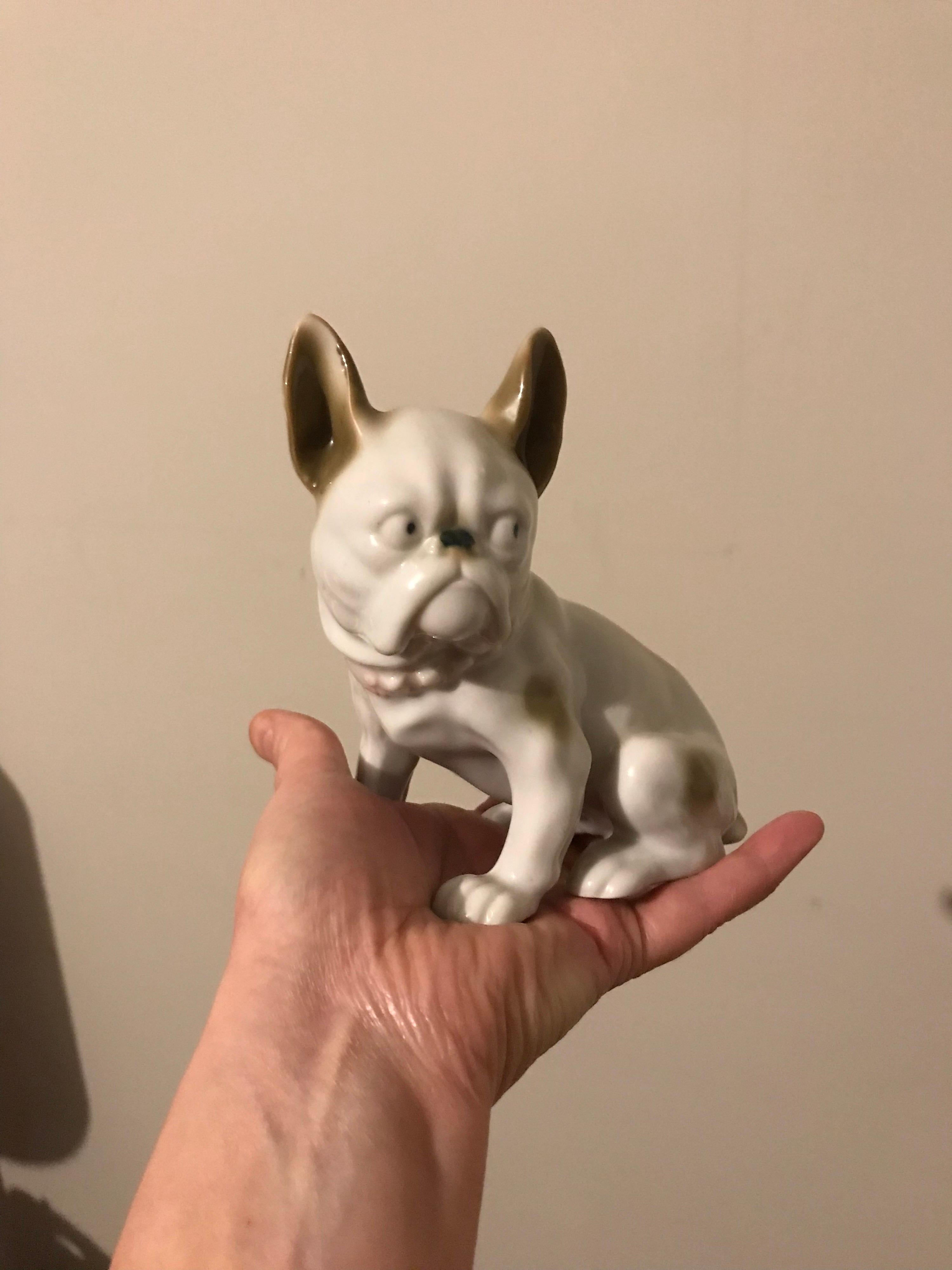 Author's Porcelain figurine NE W French Bulldog white & black spots 