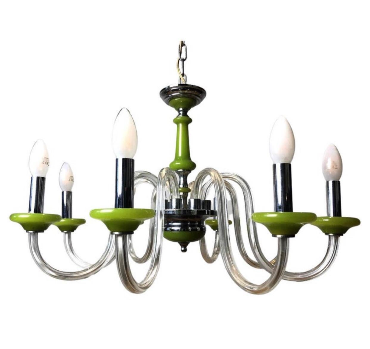 Blue Turquoise Murano Glass Chandelier, Italy, Mid-20th Century For Sale 9