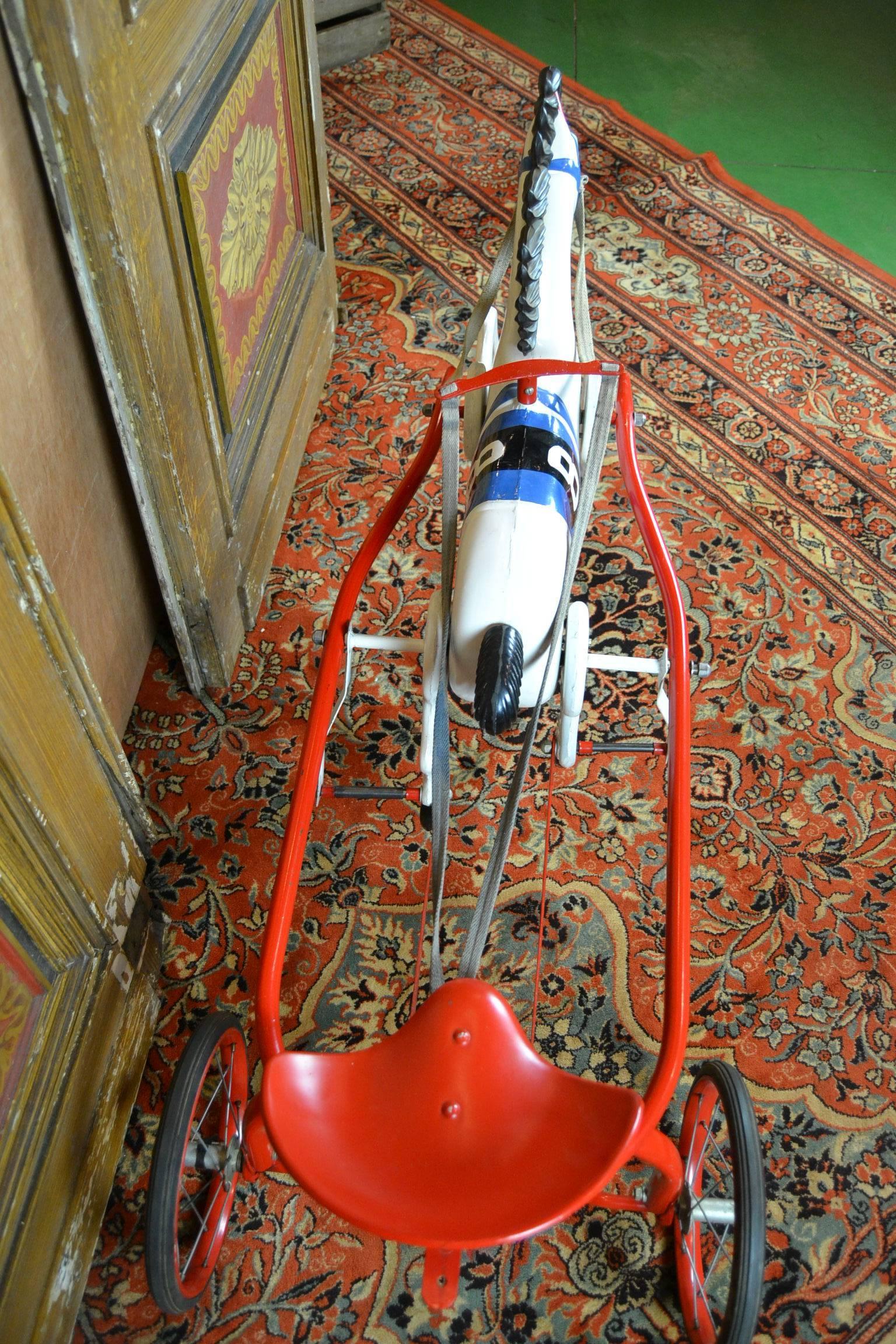 20th Century Vintage Soviet Tricycle Pedal Car Horse Toy, 1950s