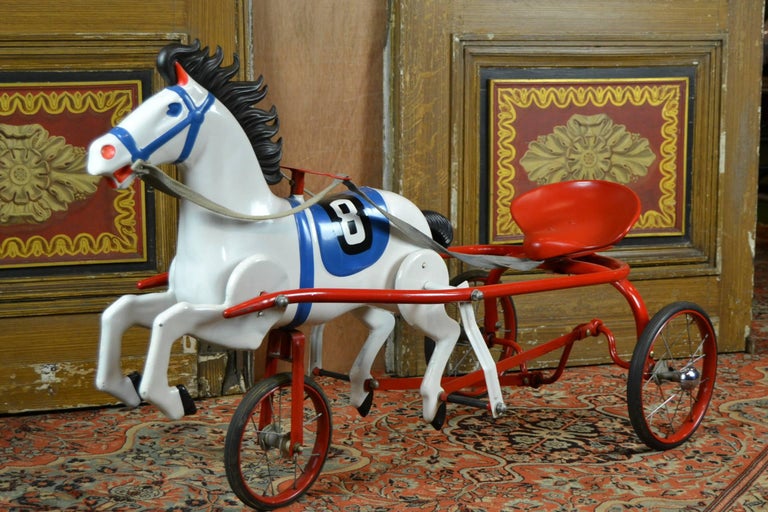 Grand Cheval à Roulettes XL 70cm Jouet Ancien Année 60/70 TBE - Collection