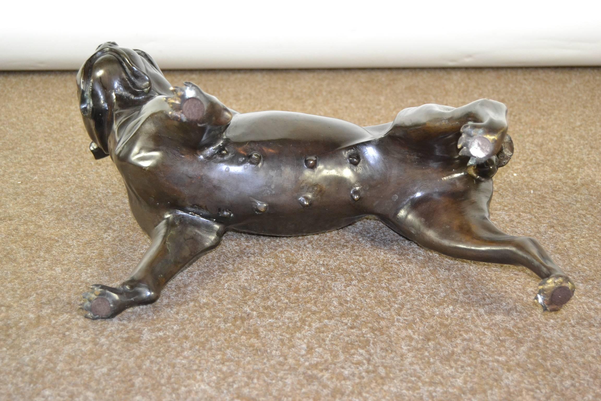 Französische Bulldogge in Lebensgröße aus Bronze, Statue eines Bostoner Terriers 7