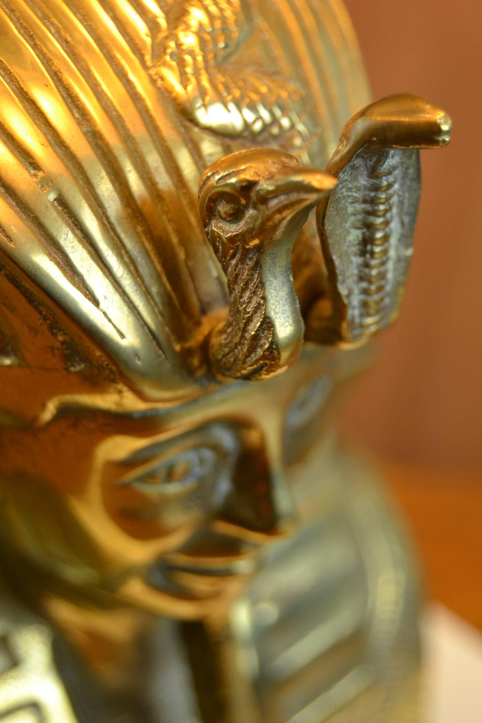 Brass Pharaoh Head Table Lamp, Hollywood Regency , 1970s In Good Condition In Antwerp, BE
