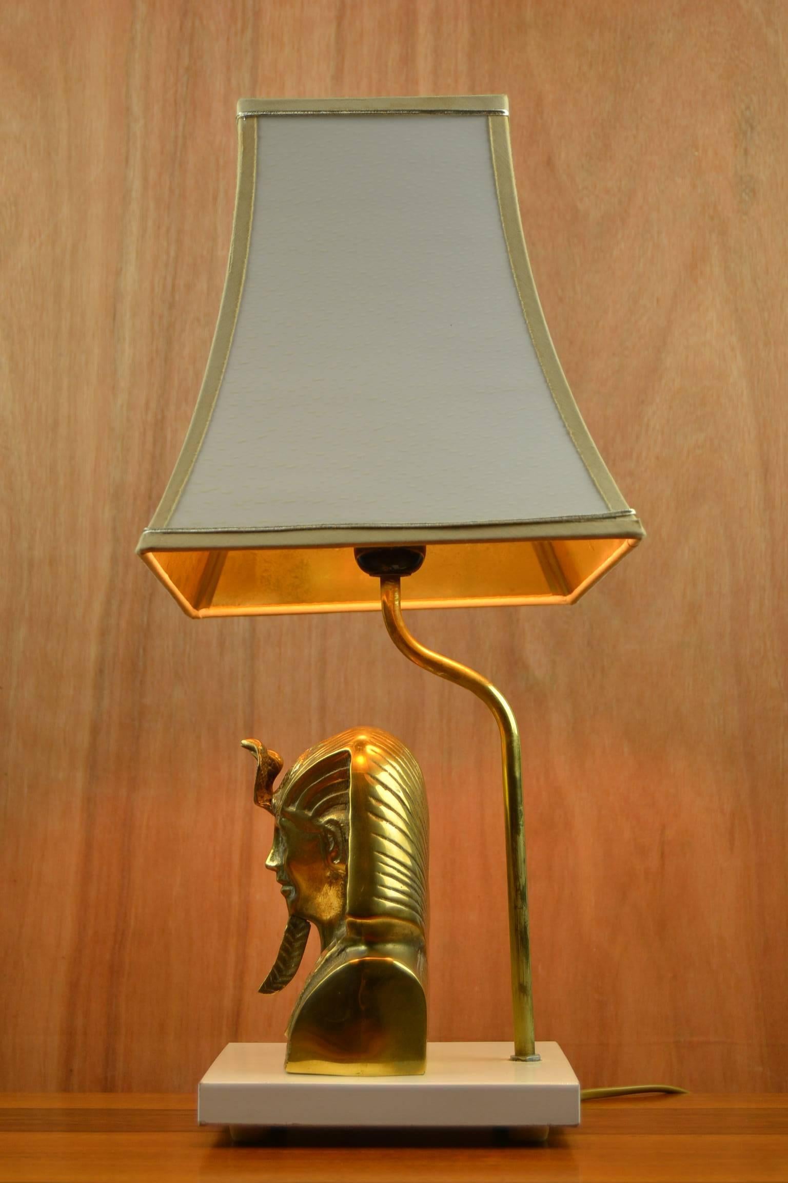 Brass Pharaoh Head Table Lamp, Hollywood Regency , 1970s 1