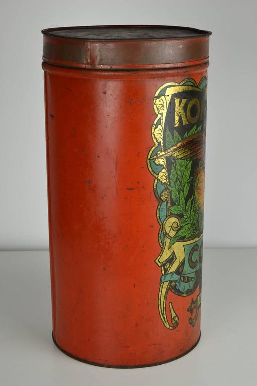 Very rare large Antique tin Coffee Bin with Eagle For Sale at 1stdibs
