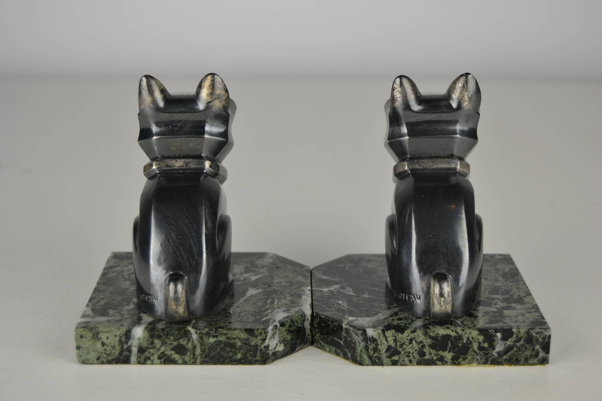 20th Century Vintage Pair of French Art Deco Bookends, Bulldogs, by H.Moreau, circa 1930s