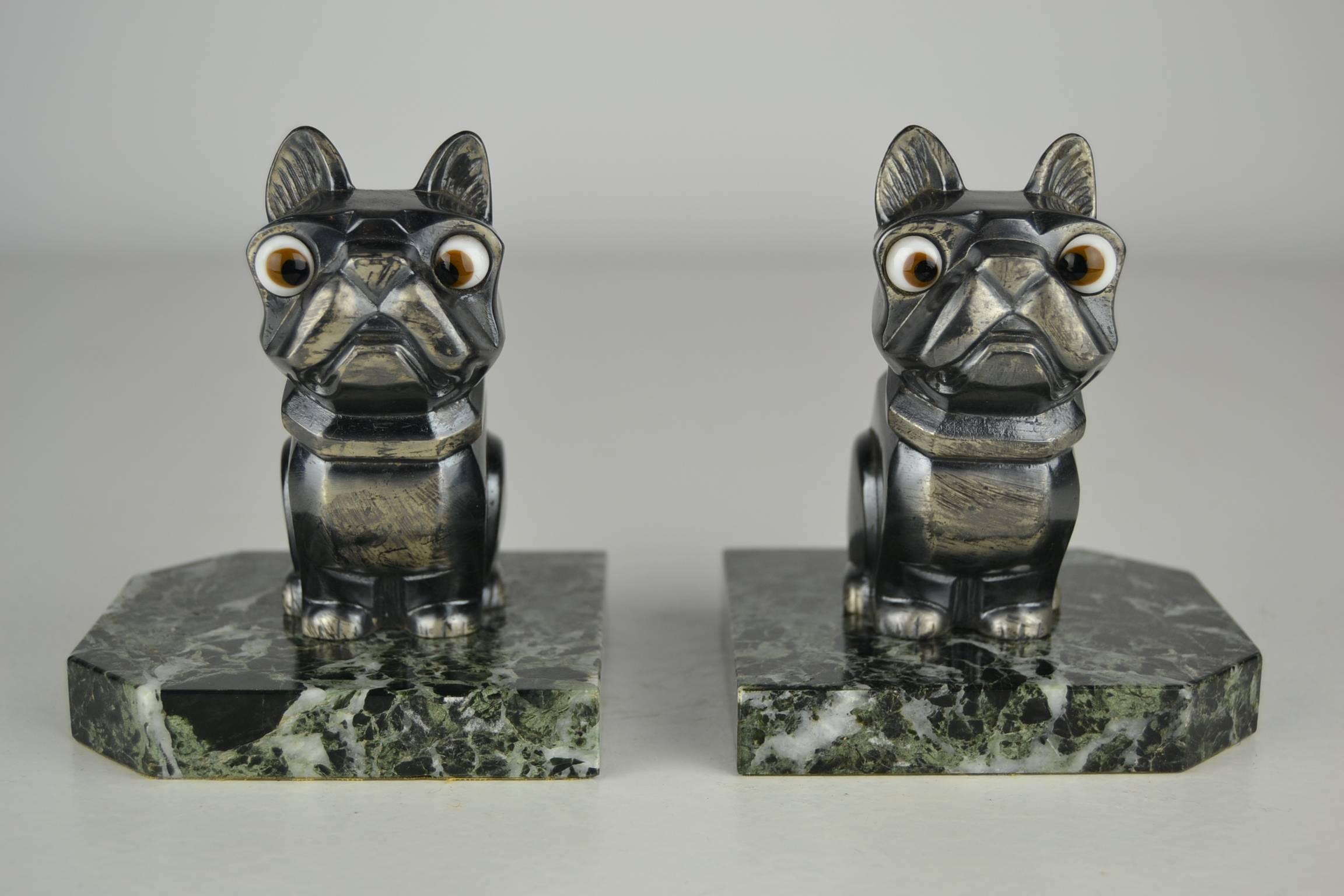 Vintage Pair of French Art Deco Bookends, Bulldogs, by H.Moreau, circa 1930s 2