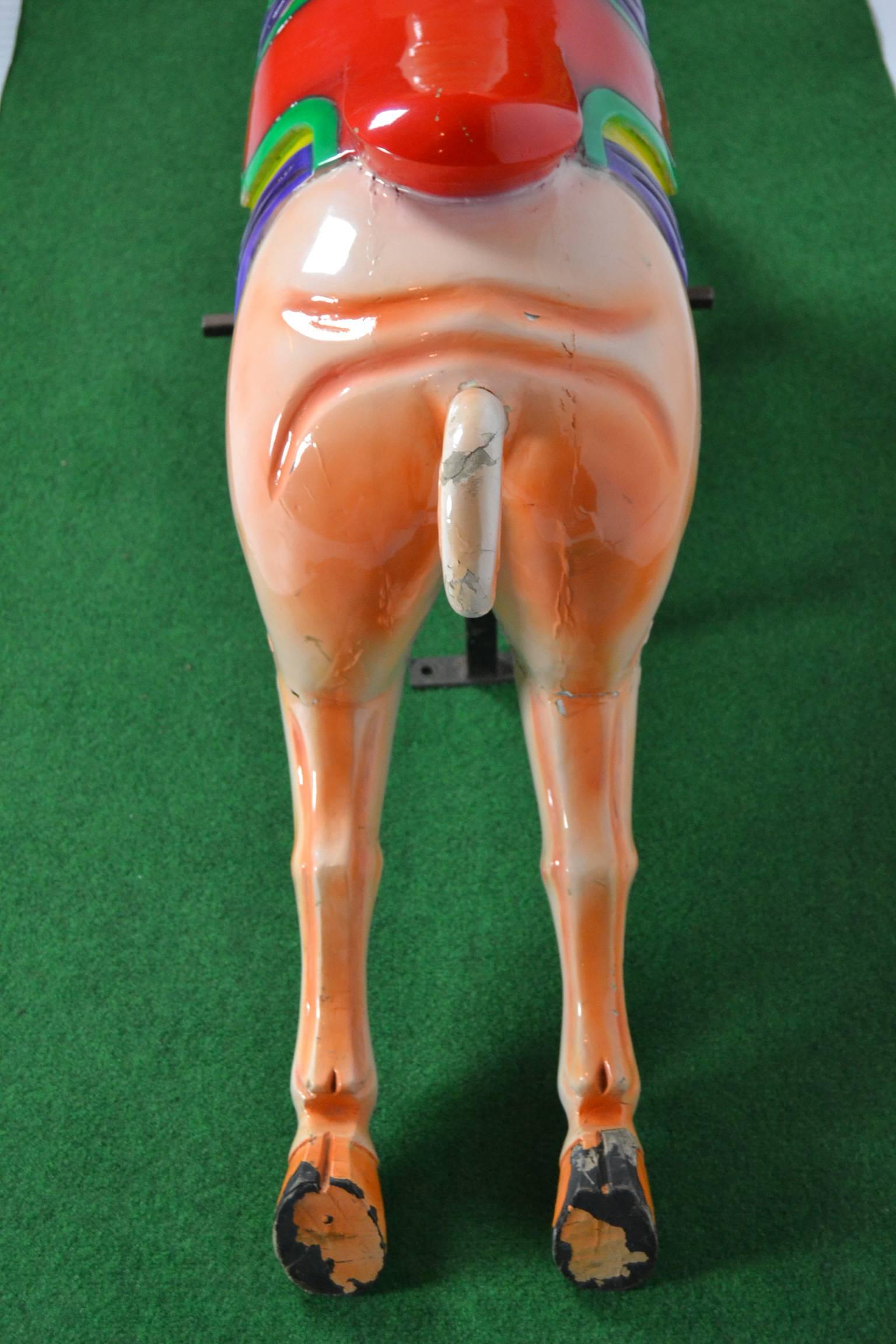Dutch Wooden Carousel Animal Sculpture Pig