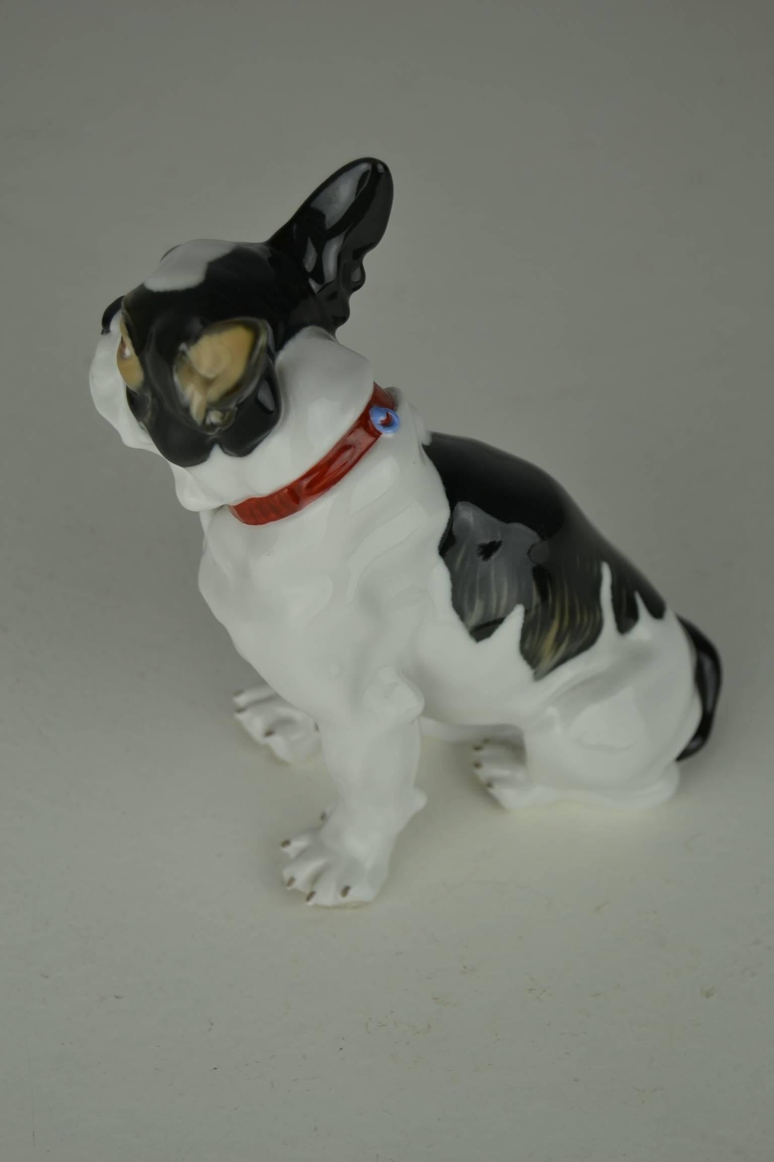 Mid-Century Modern 1950s  Meissen Porcelain French Bulldog
