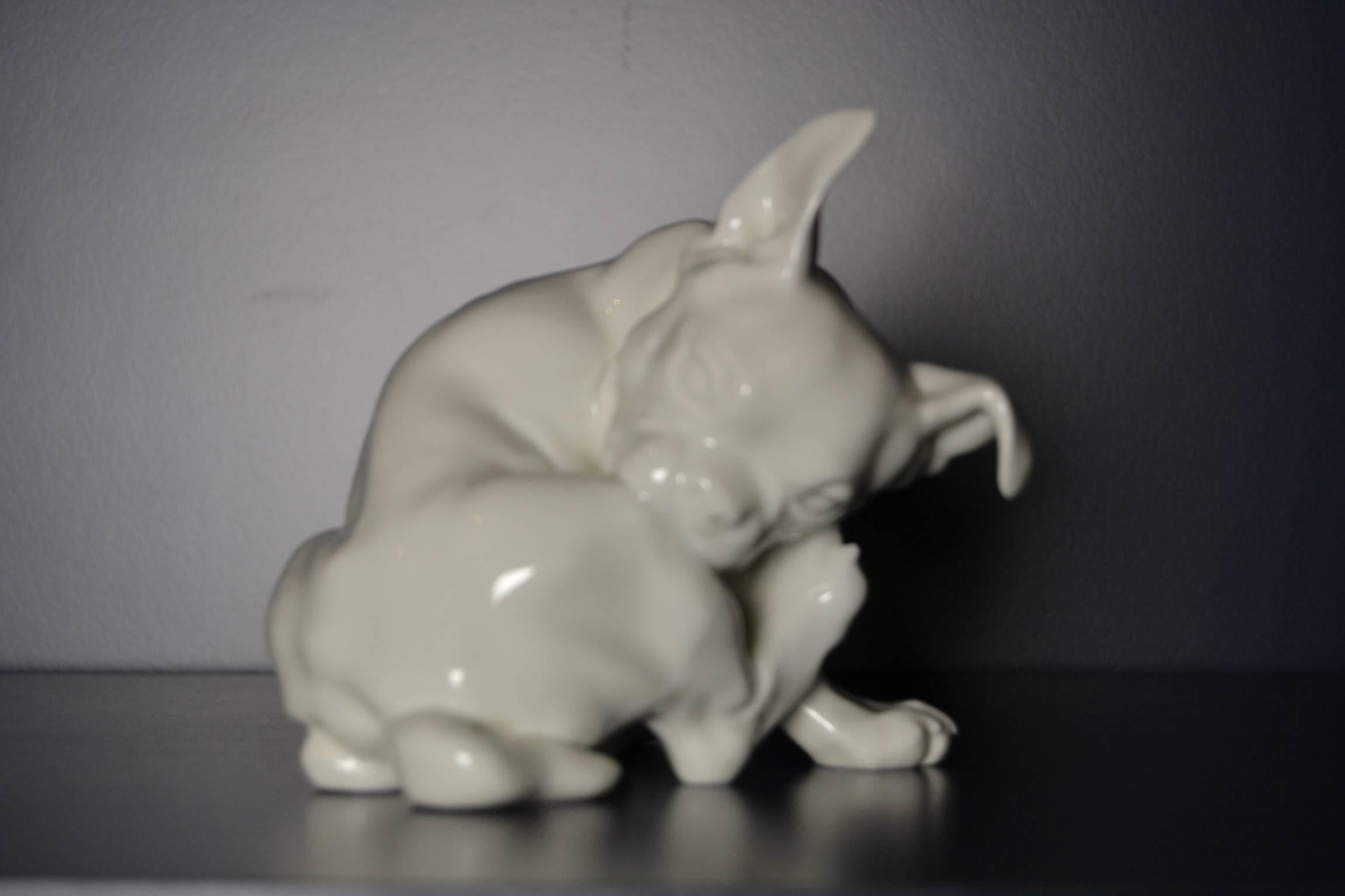 Meissen Porcelain French Bulldog Dog, 1930s 1