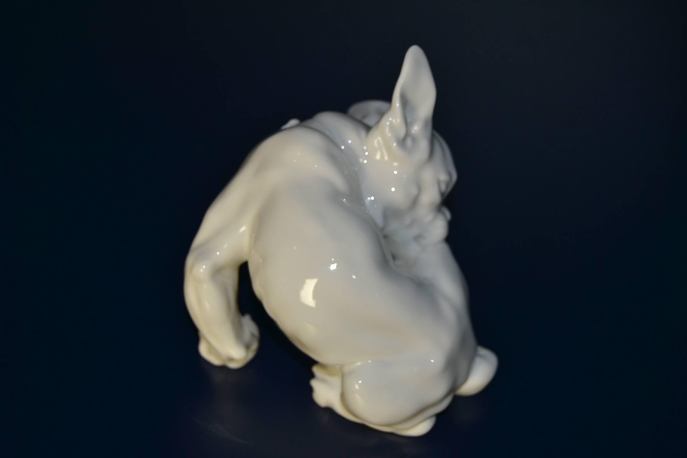 Meissen Porcelain French Bulldog Dog, 1930s In Excellent Condition In Retie, BE