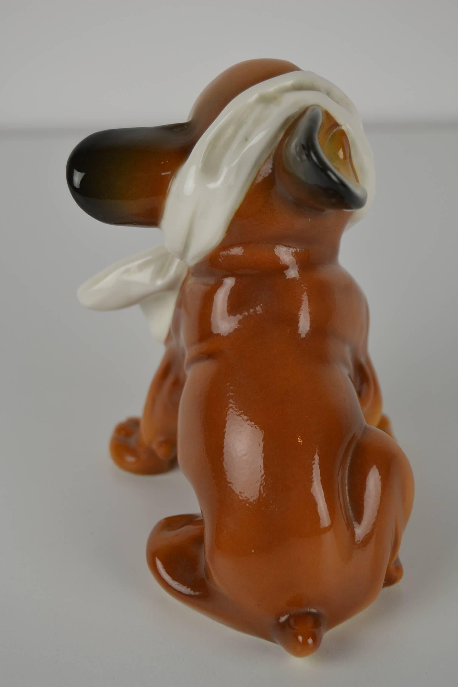 German Antique Early 20th Century KARL ENS Volkstedt Porcelain Bulldog Figurine