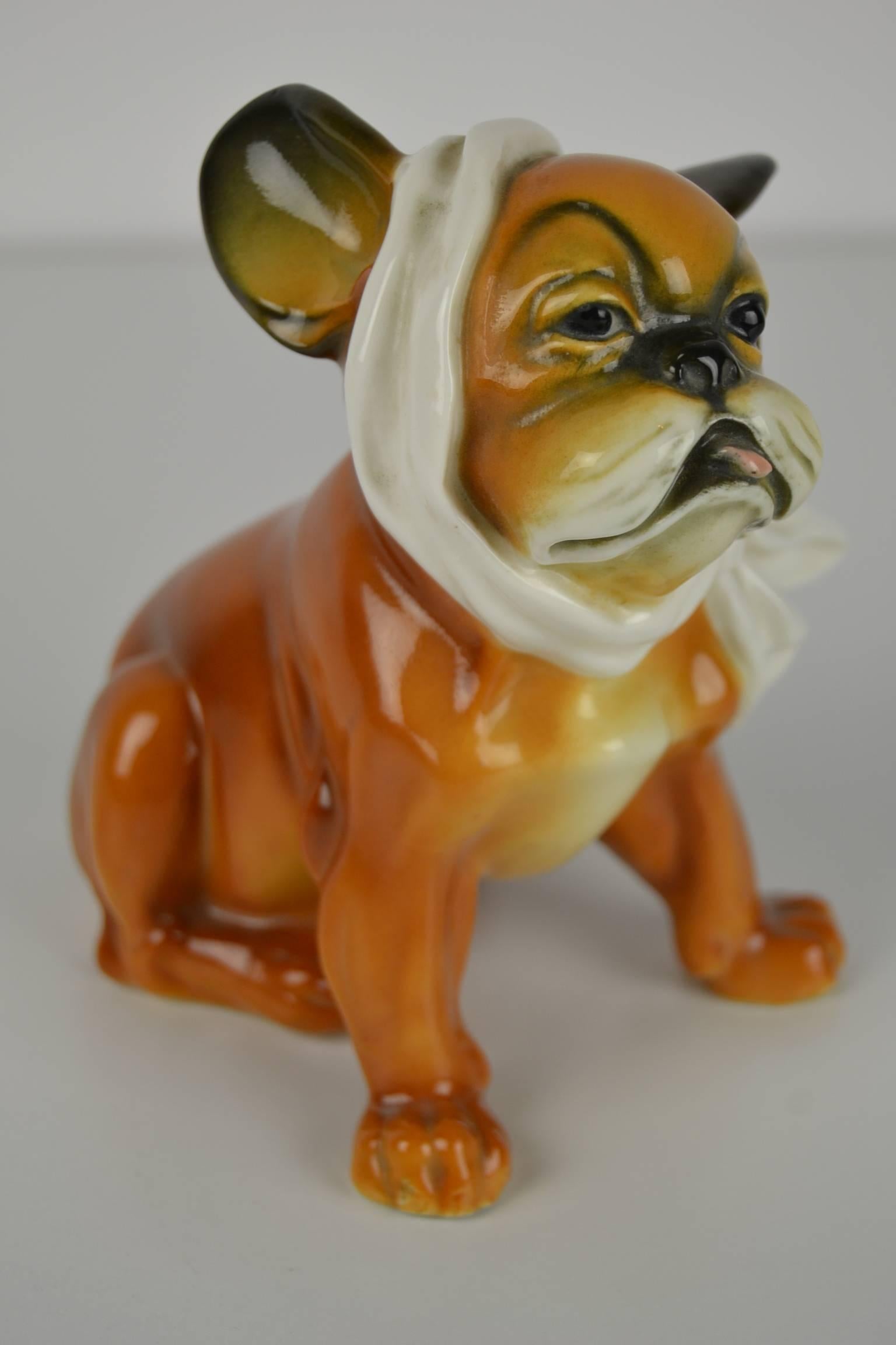 Antique Early 20th Century KARL ENS Volkstedt Porcelain Bulldog Figurine 1
