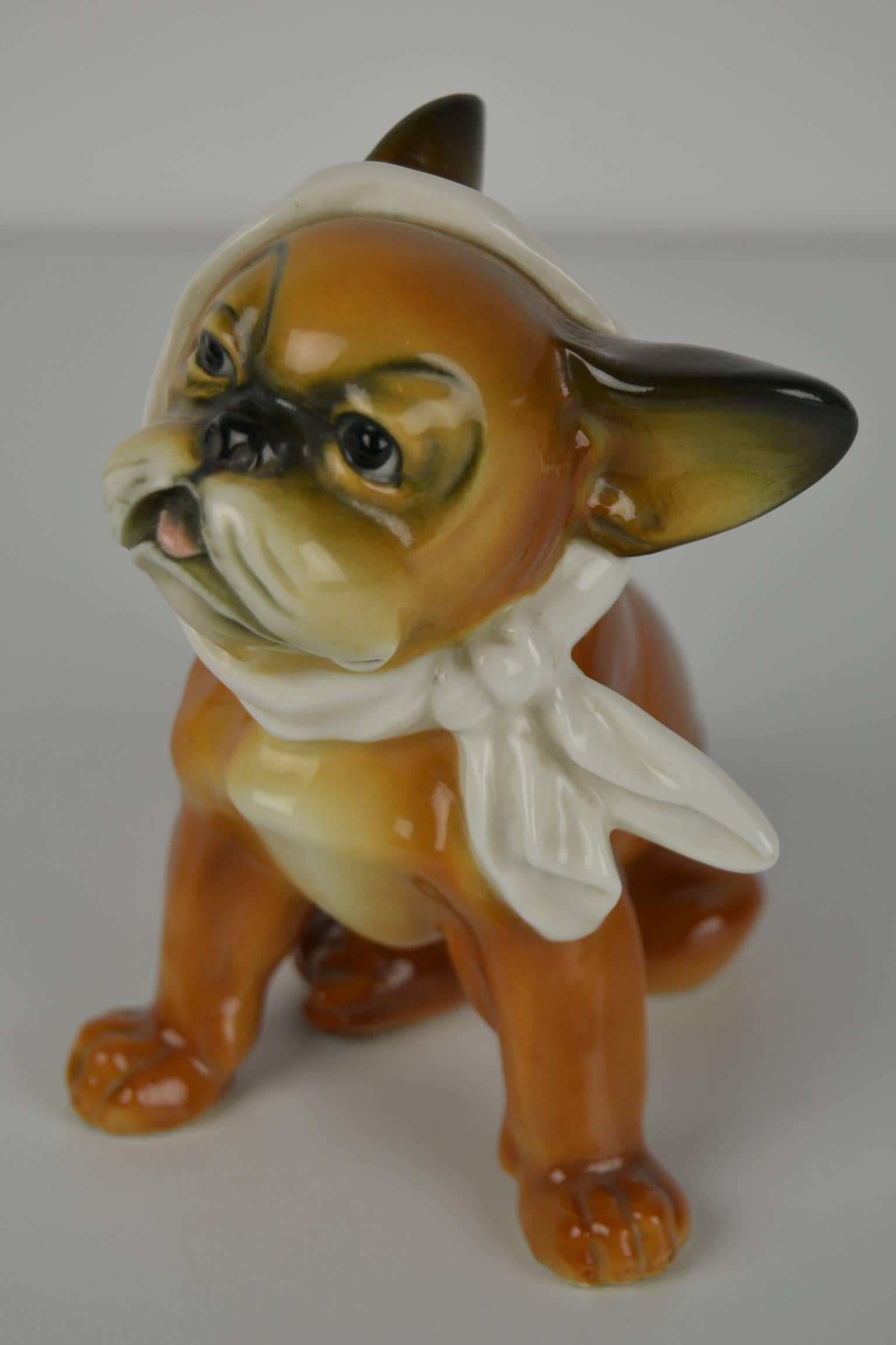 Antique Early 20th Century KARL ENS Volkstedt Porcelain Bulldog Figurine 2