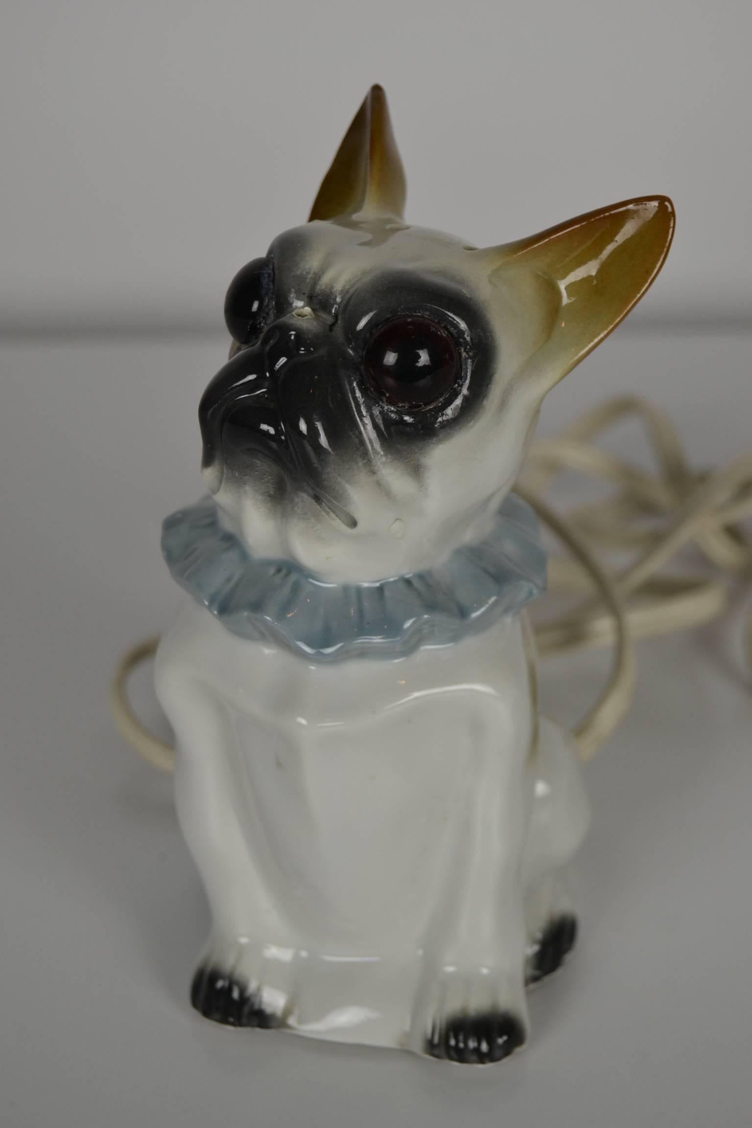 Art Deco 1920s Bavaria Porcelain Perfume Lamp French Bulldog