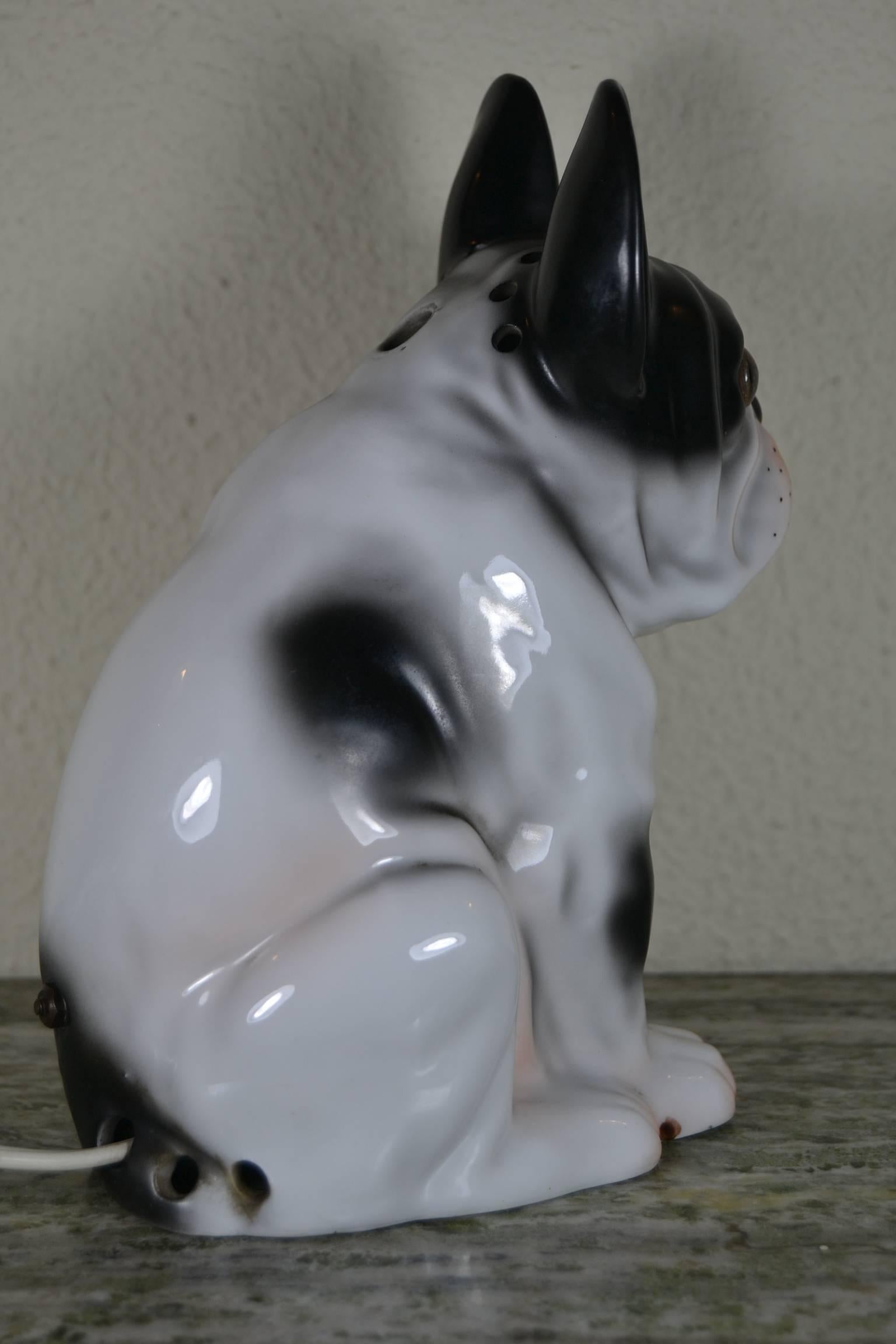 Vintage Parfüm Lampe Französisch Bulldogge (20. Jahrhundert)