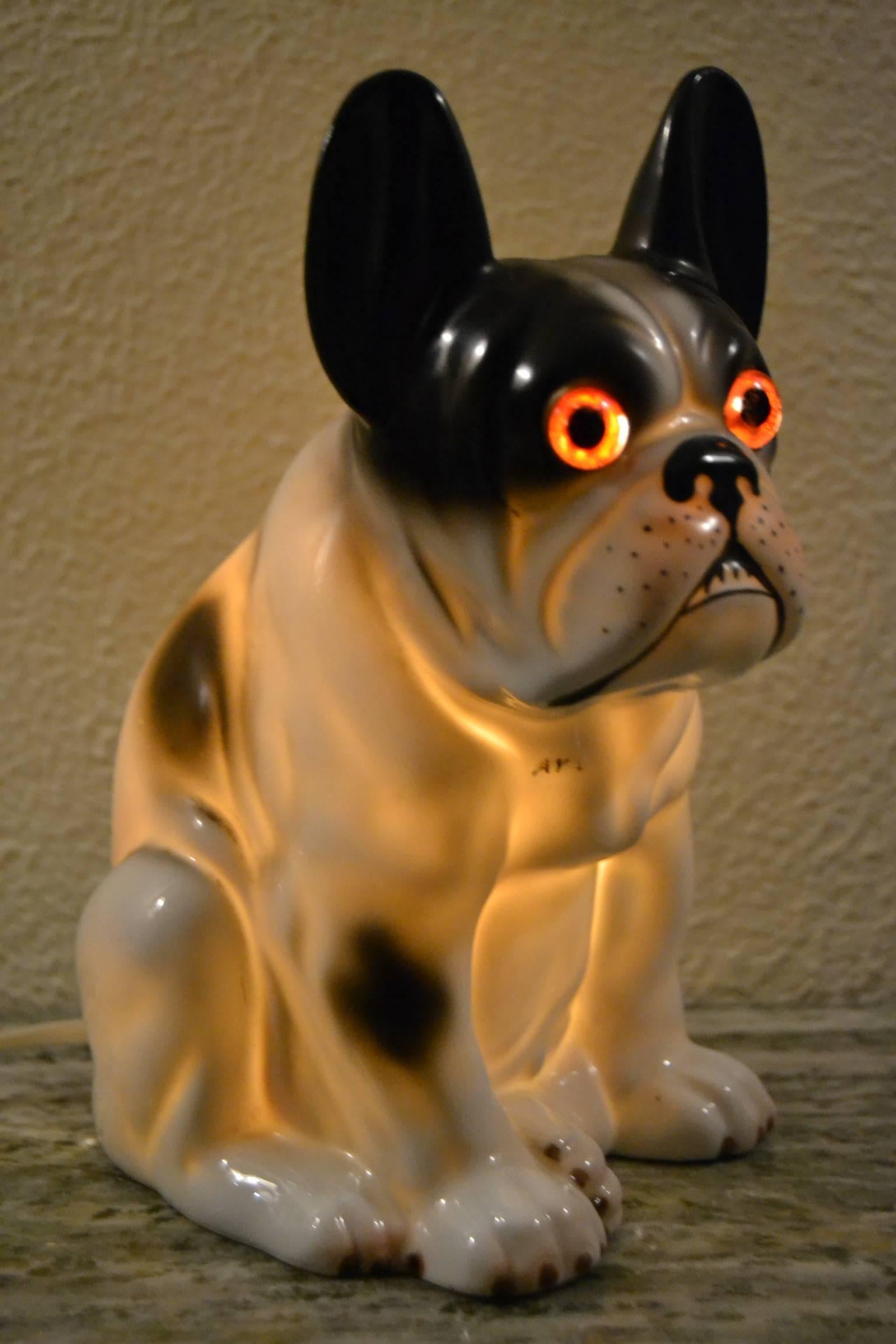 Vintage Parfüm Lampe Französisch Bulldogge (Porzellan)