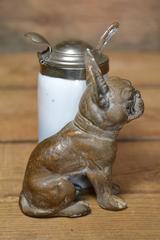Antique Mustard Pot with Bulldog