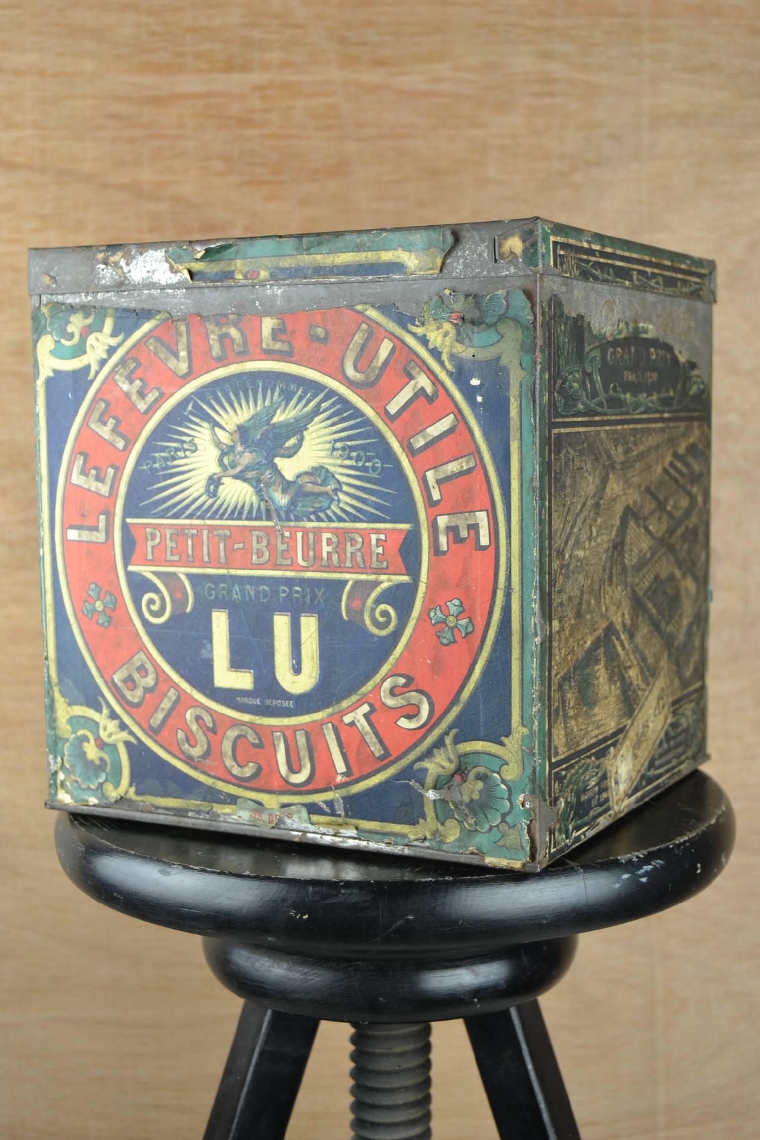 Art Nouveau Lu Lefevre, Utile Biscuit Box, Early 20th Century