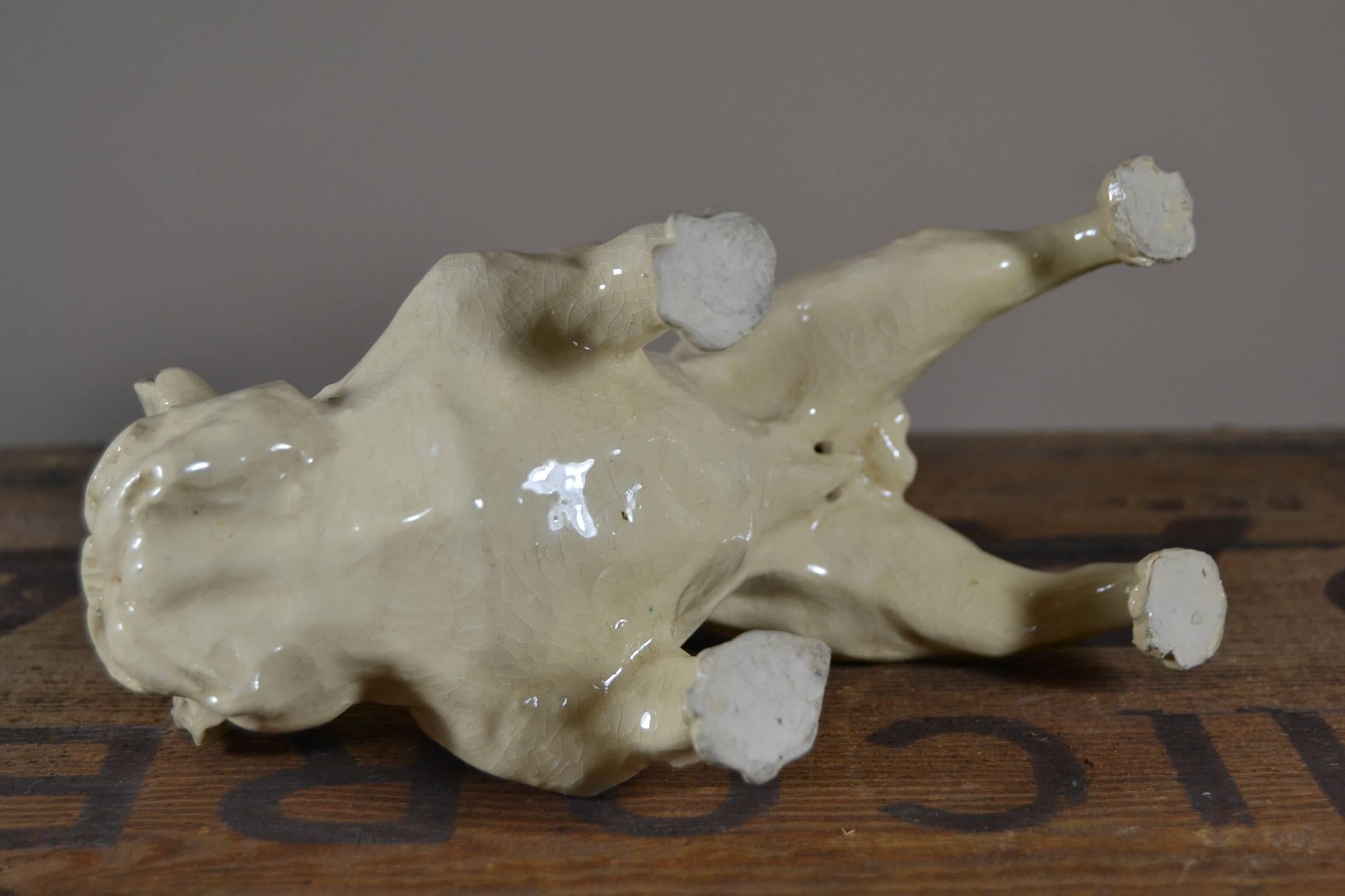 Art Deco French Bulldog Sculpture of Ceramic In Good Condition In Antwerp, BE