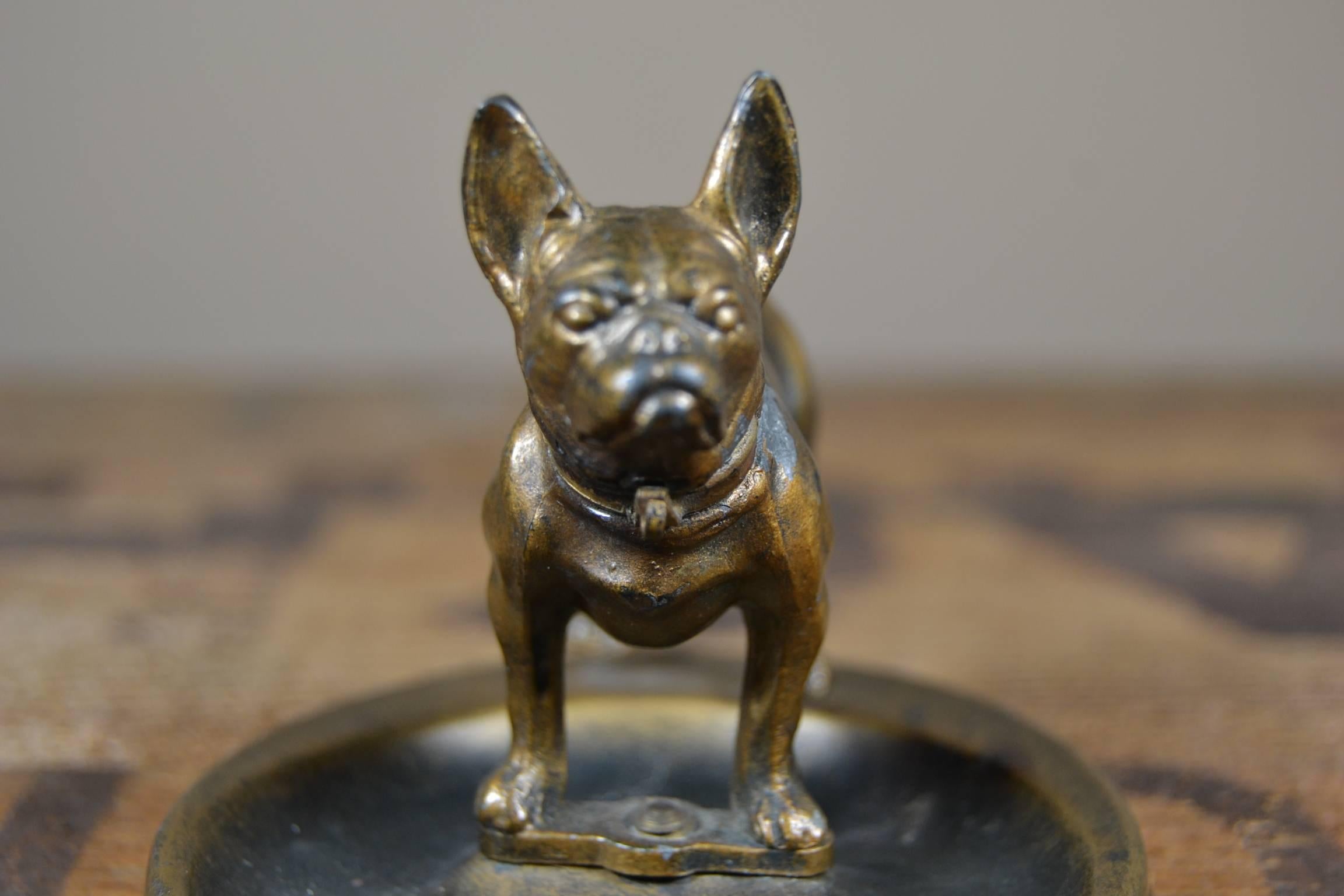 Cold-Painted Demley French Bulldog Dog Lighter on Base
