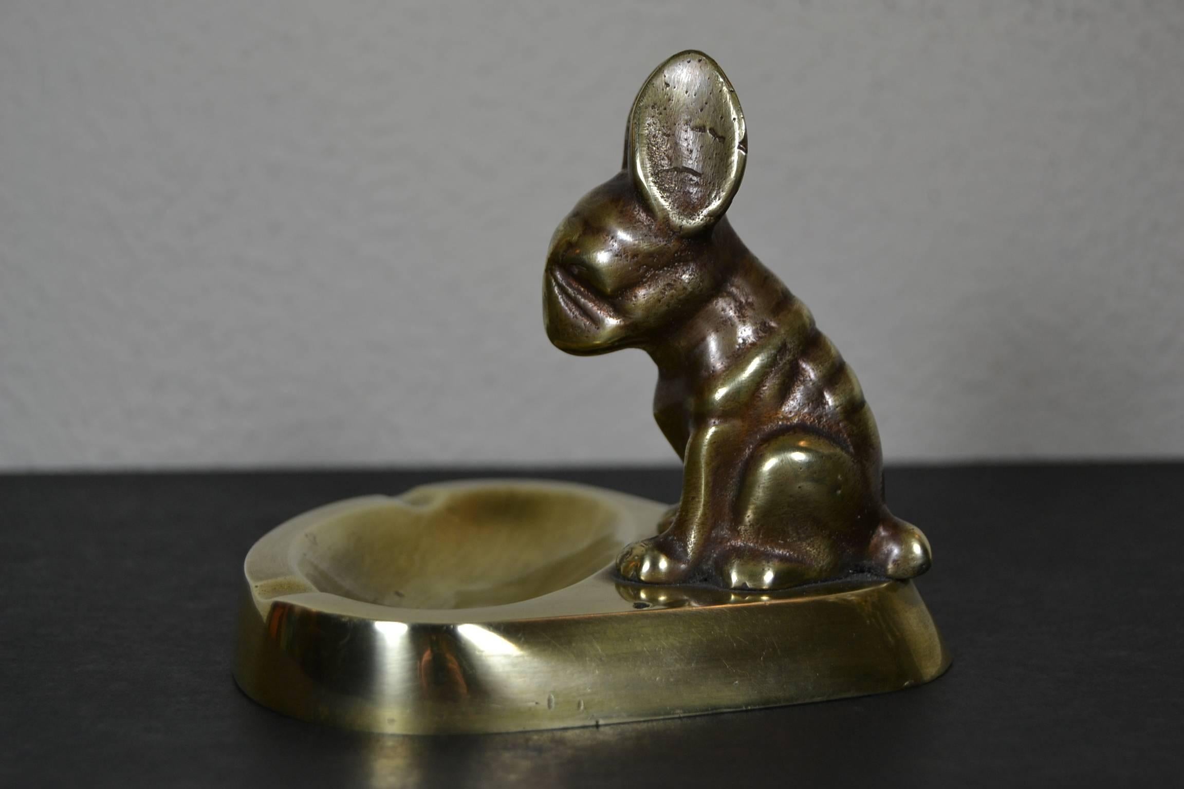 European Art Deco Copper Bulldog Ashtray