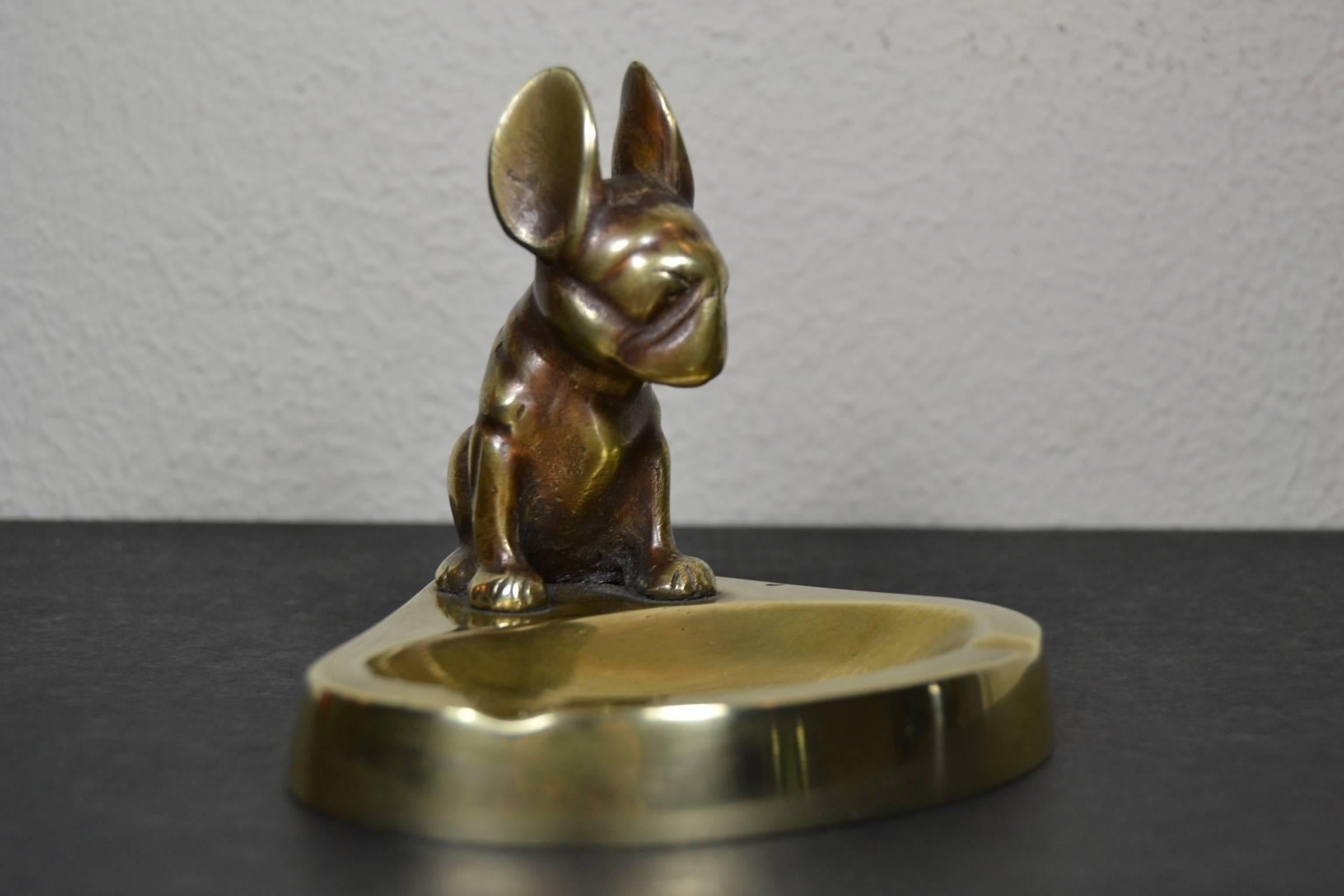 Art Deco Copper Bulldog Ashtray 1