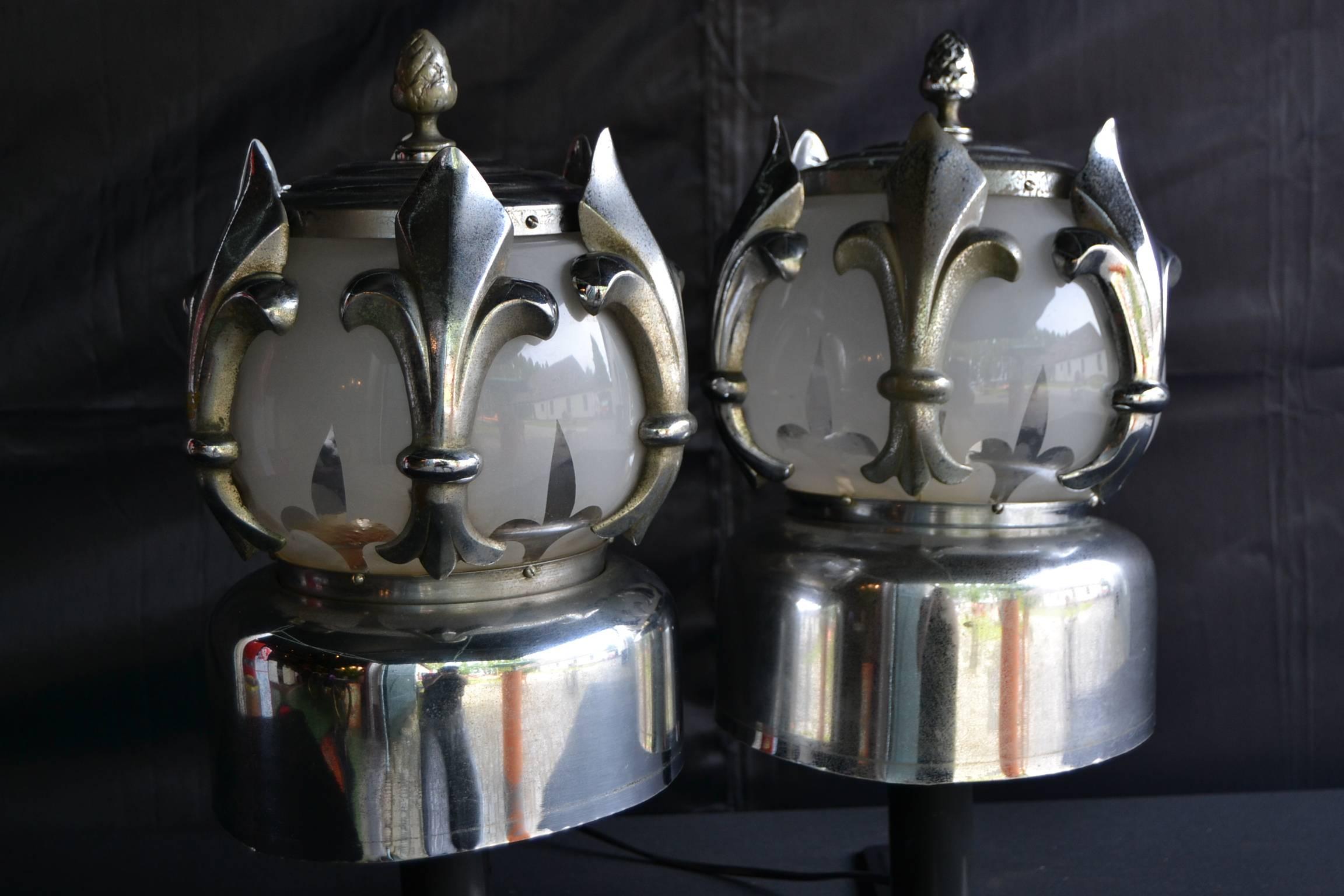 20th Century Four Art Deco Lamps from Hearse / Funeral Car