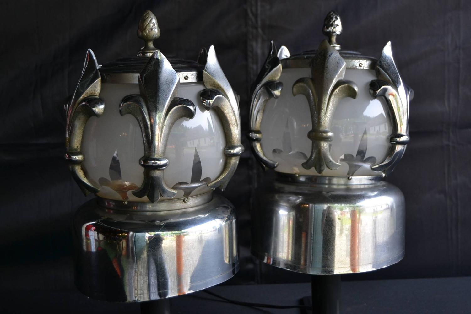Four Art Deco Lamps from Hearse / Funeral Car at 1stdibs
