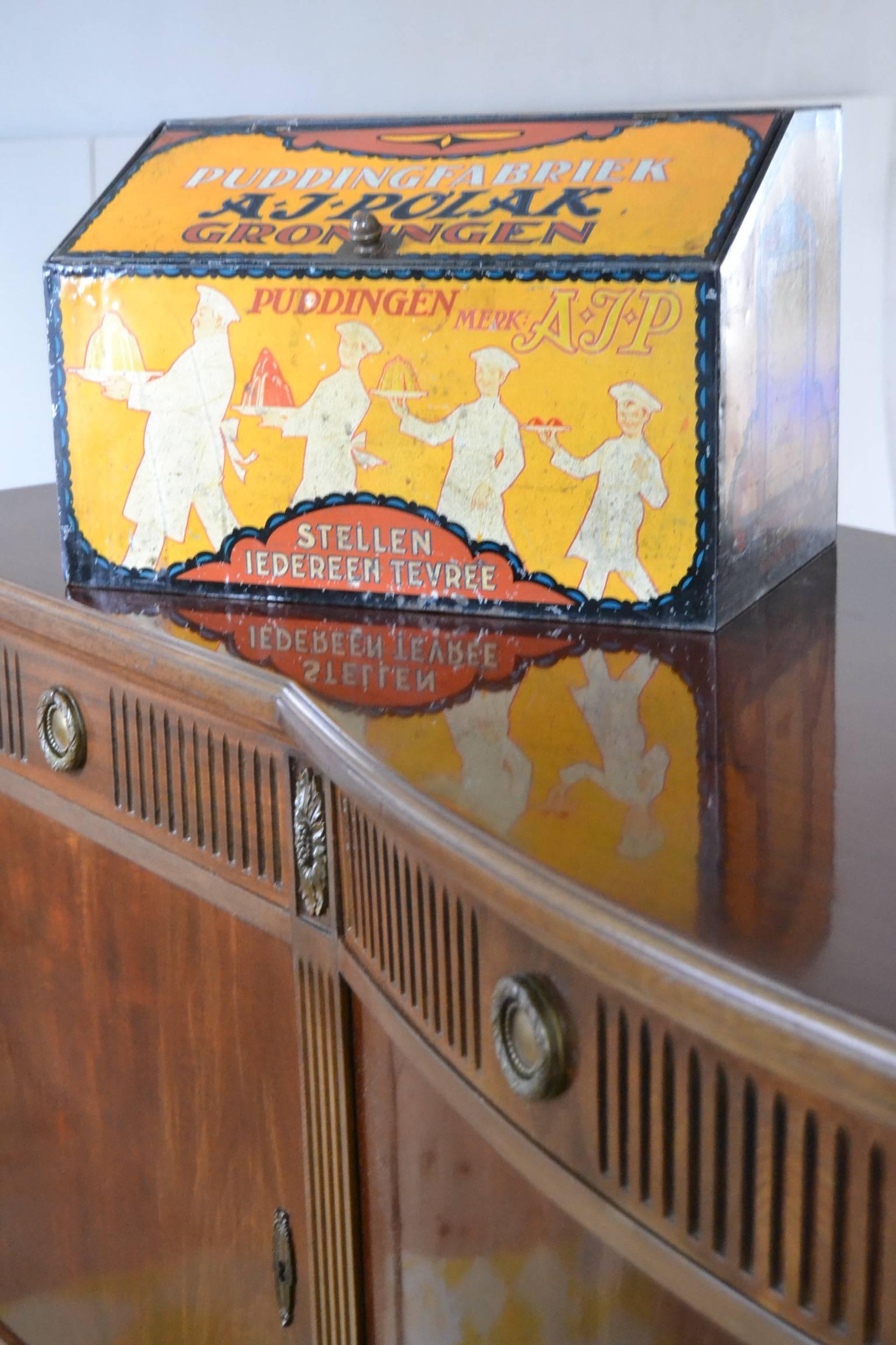 Early 20th Century Litho Tin Storage Box for Pudding 4