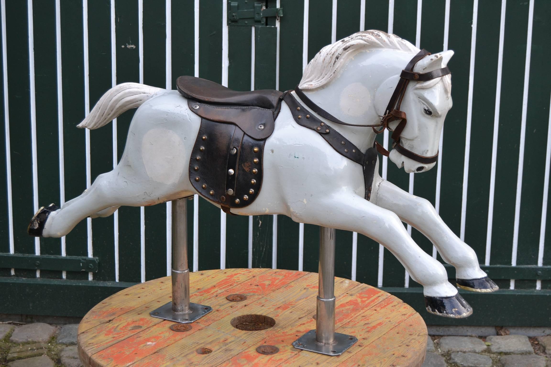 Folk Art Wooden Carousel Western Horse
