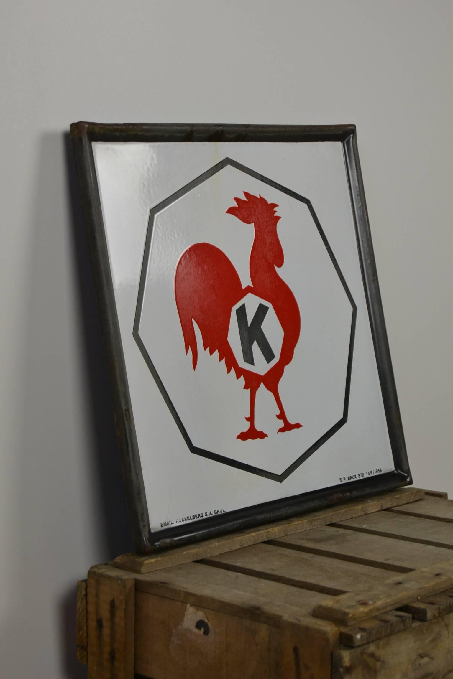 Belgian Exceptional Enamel Sign with Rooster