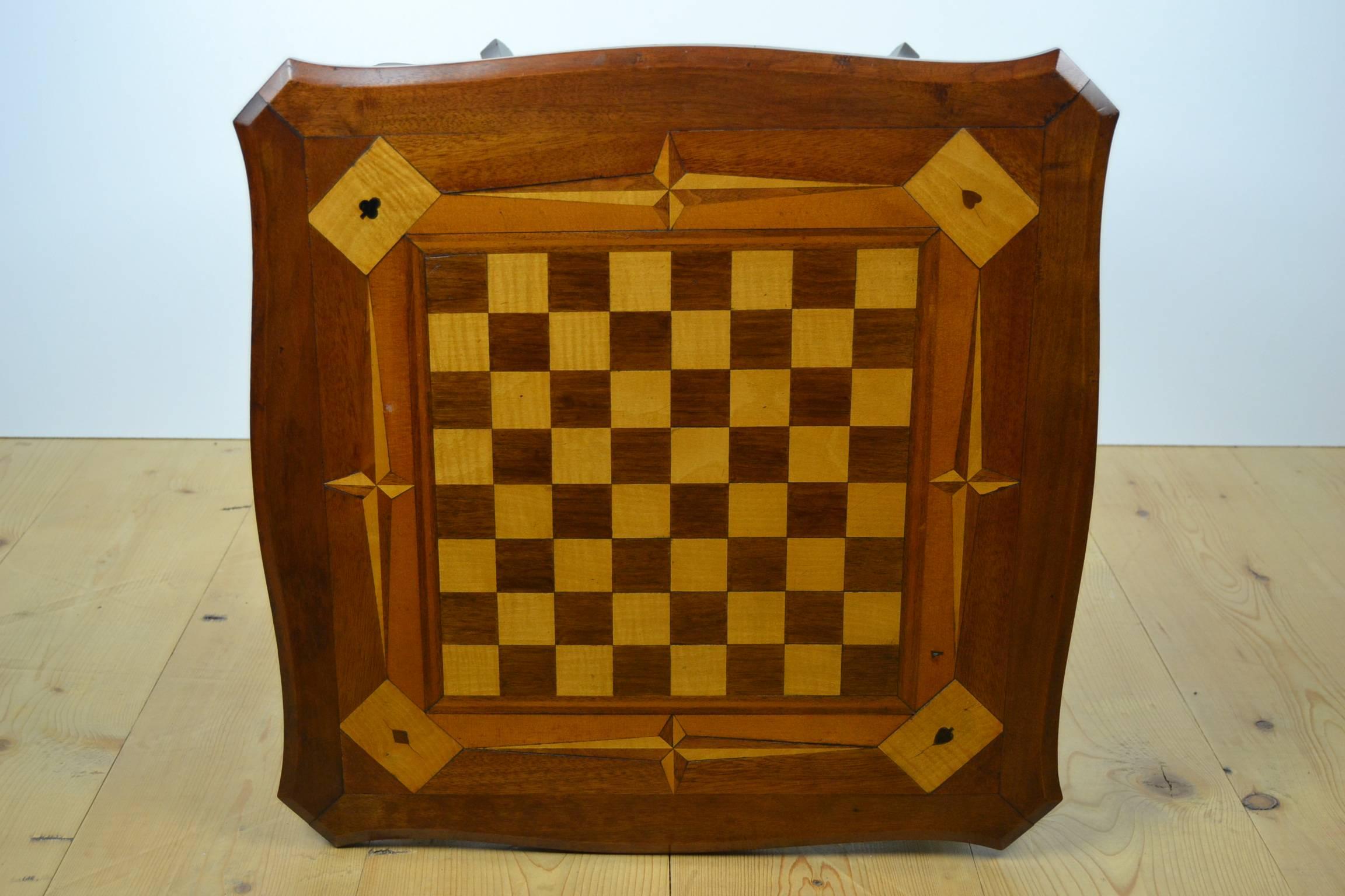 European Inlaid Wood Game Table, Card Table