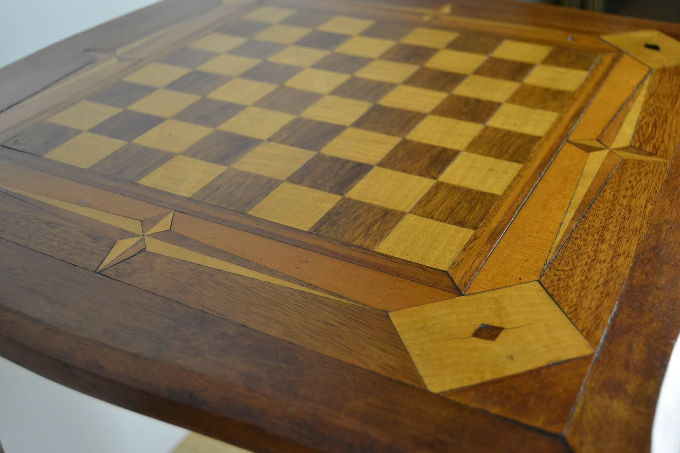 Inlaid Wood Game Table, Card Table 3