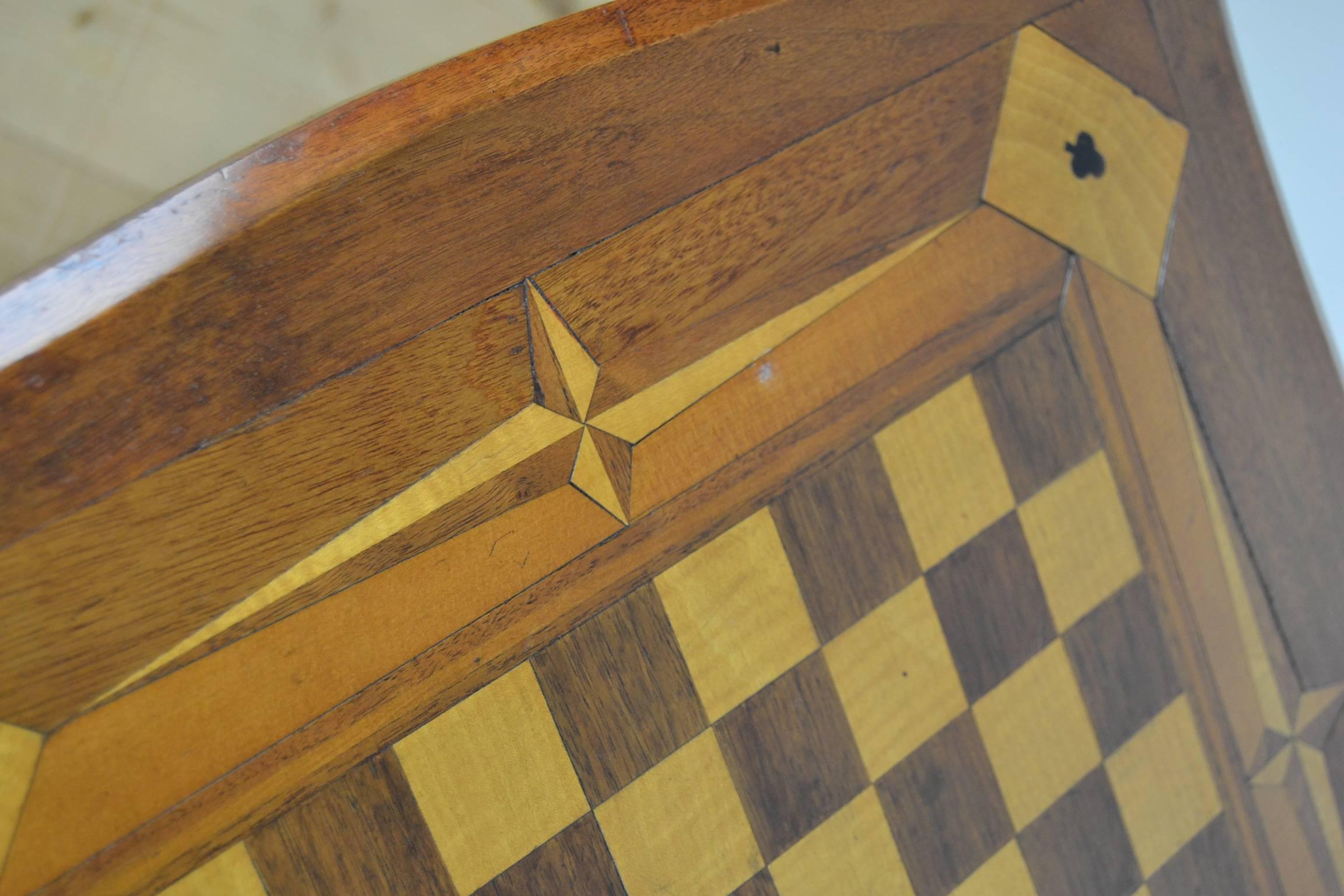 Inlaid Wood Game Table, Card Table 4