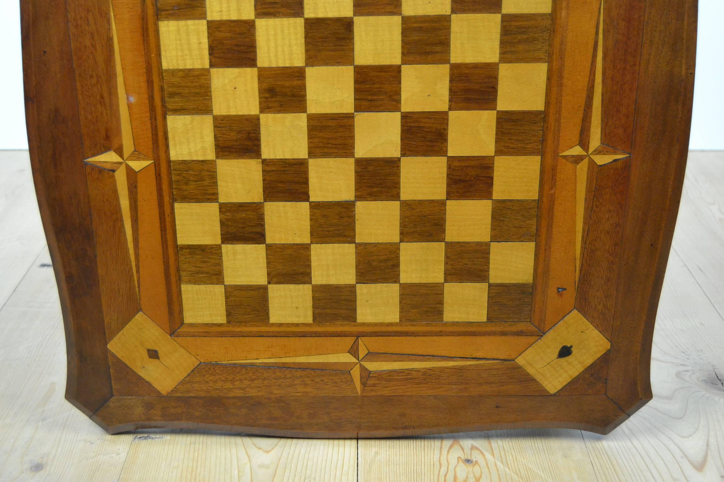 Inlaid Wood Game Table, Card Table 5