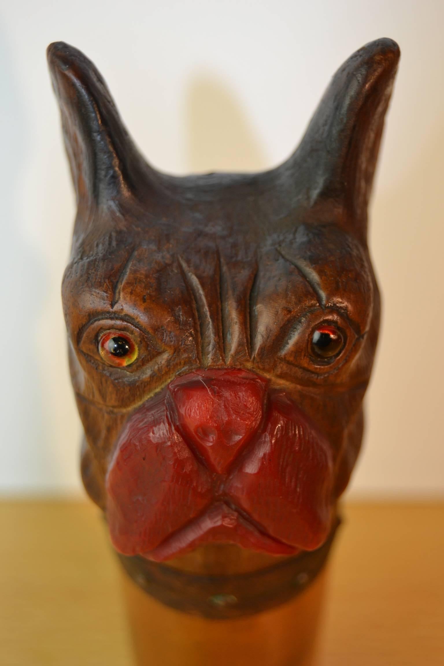 1920s Bulldog Walking Stick Head In Good Condition For Sale In Antwerp, BE