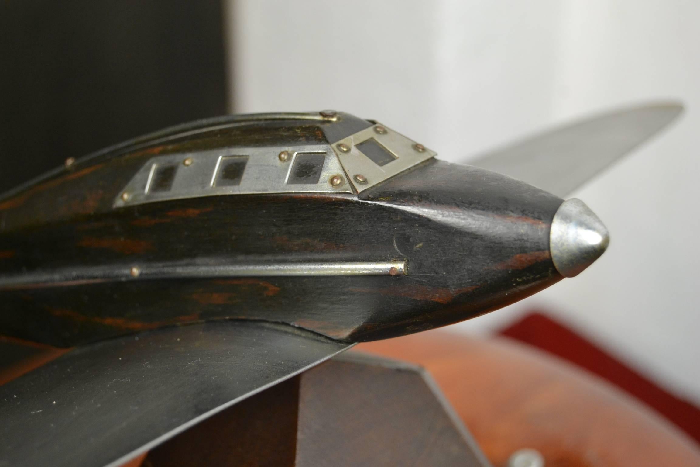 Metal Art Deco Wooden Airplane Model