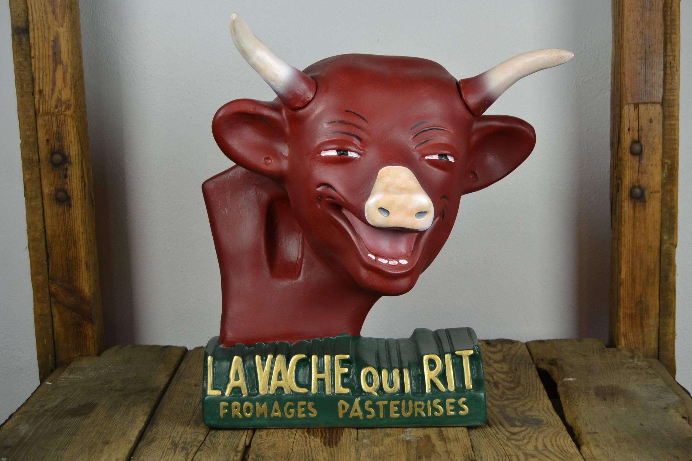 La Vache Qui Rit , Big Plaster Counter Display Sign for the Cow which laughs  1