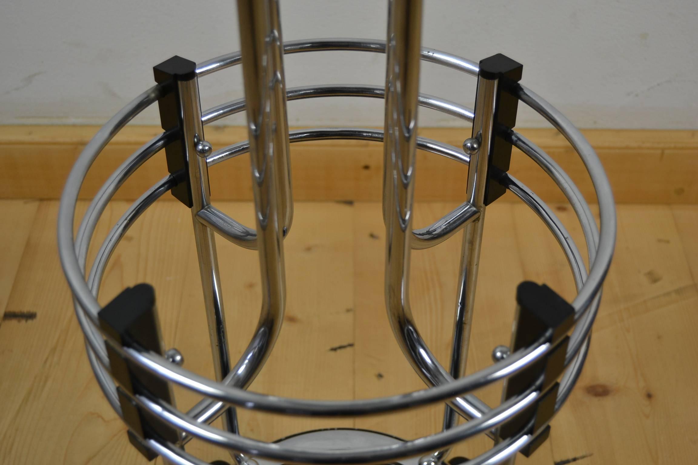 Belgian 1930s Chrome and Bakelite Plant Stand or Champagne Bucket Stand