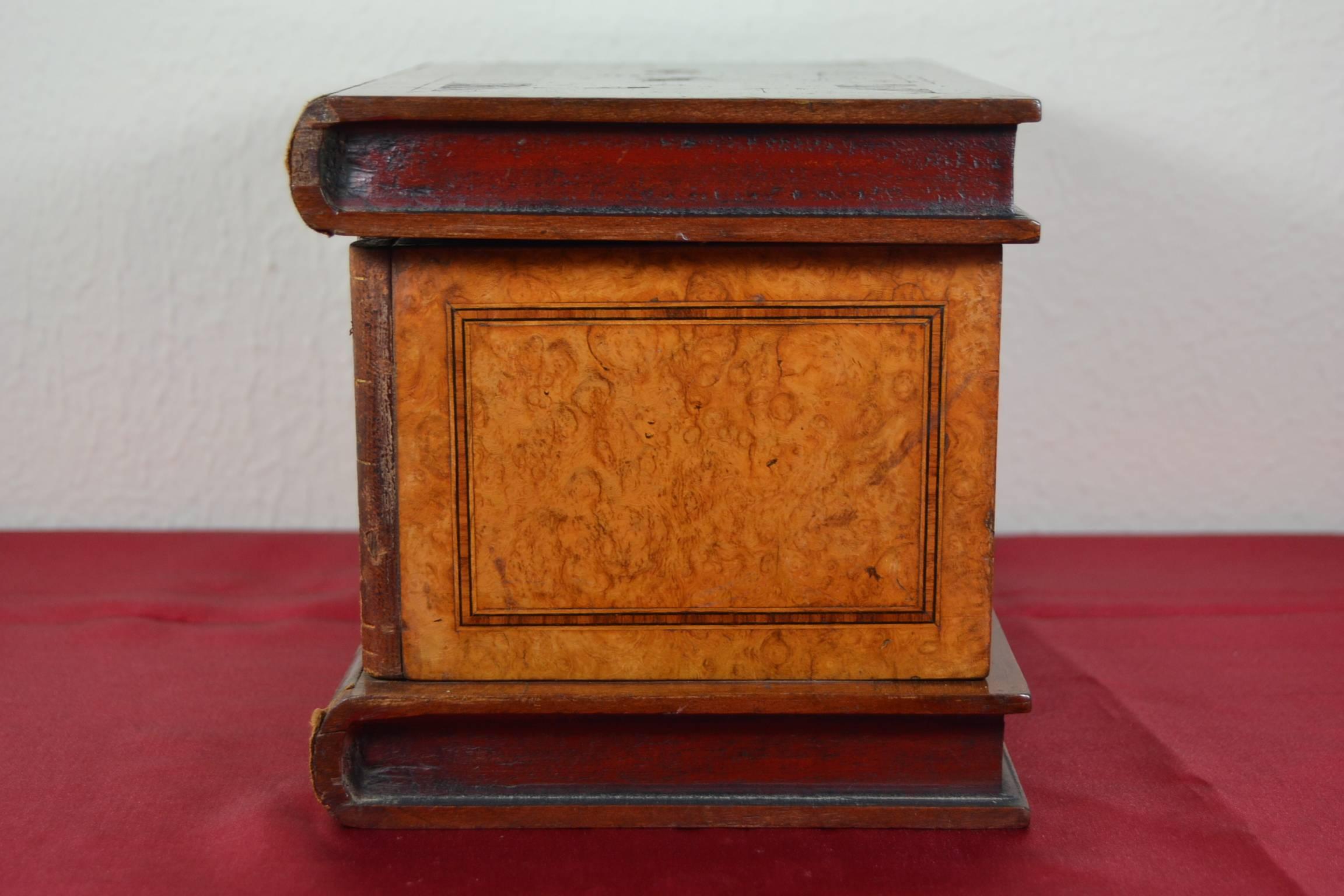 Folk Art Secret Wooden Box, Antique Books