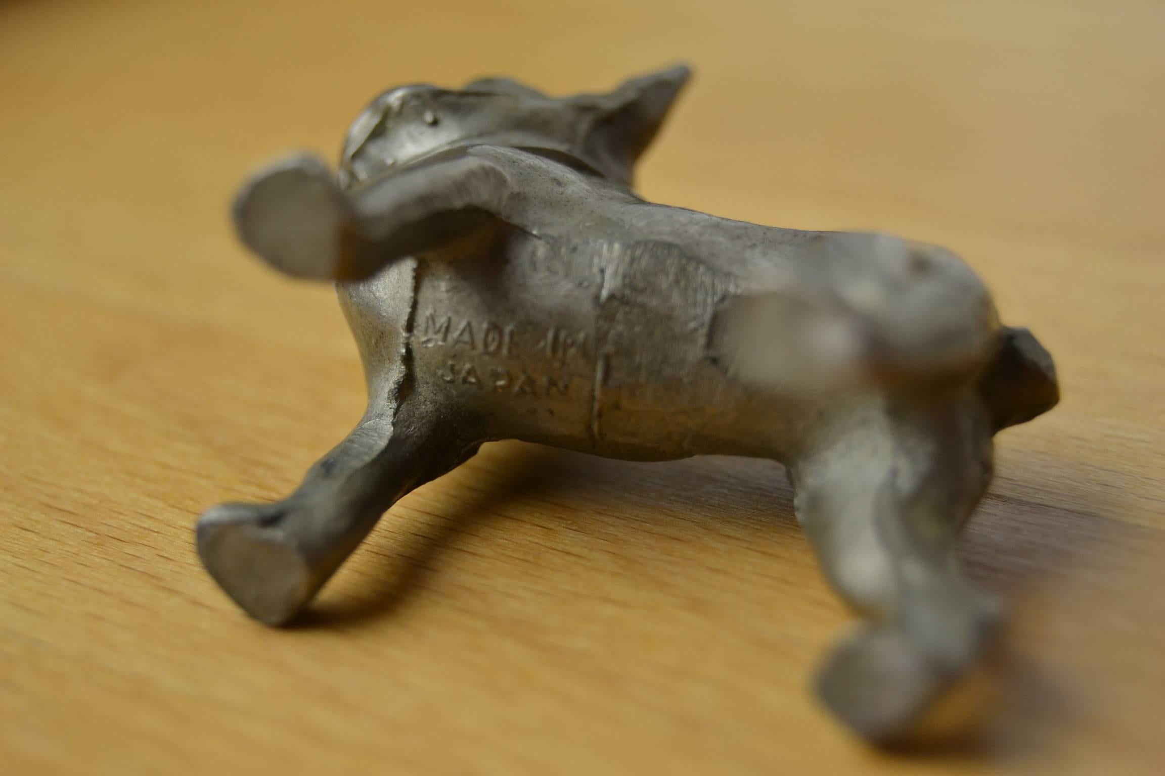 Japanese Mid-Century Metal Miniature French Bulldog