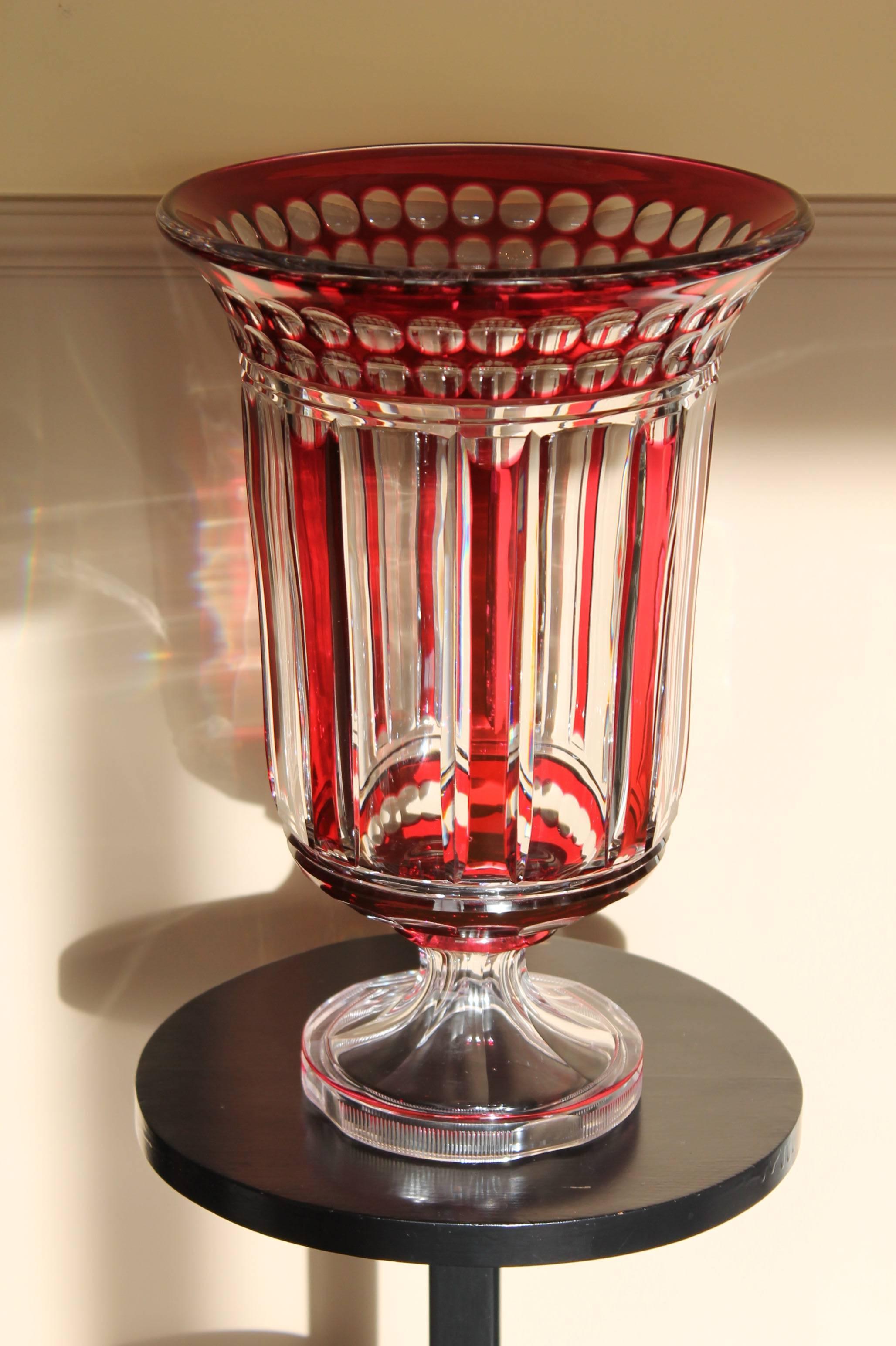 20th Century Huge and Rare VSL Red Crystal Vase
