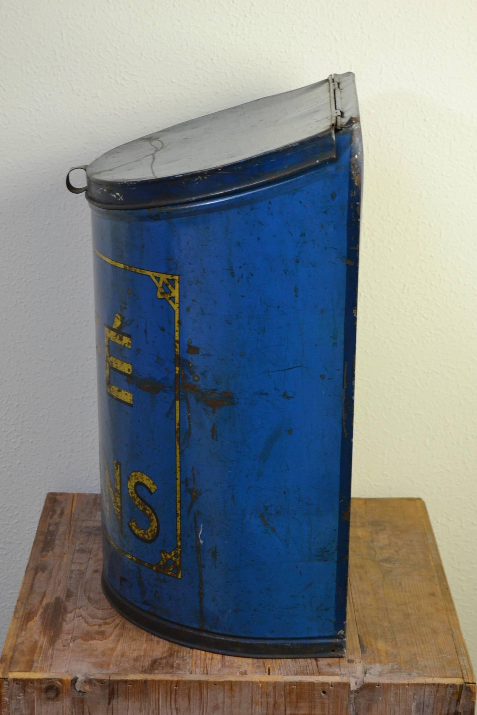 Old Big Blue Tin Coffee Box 2