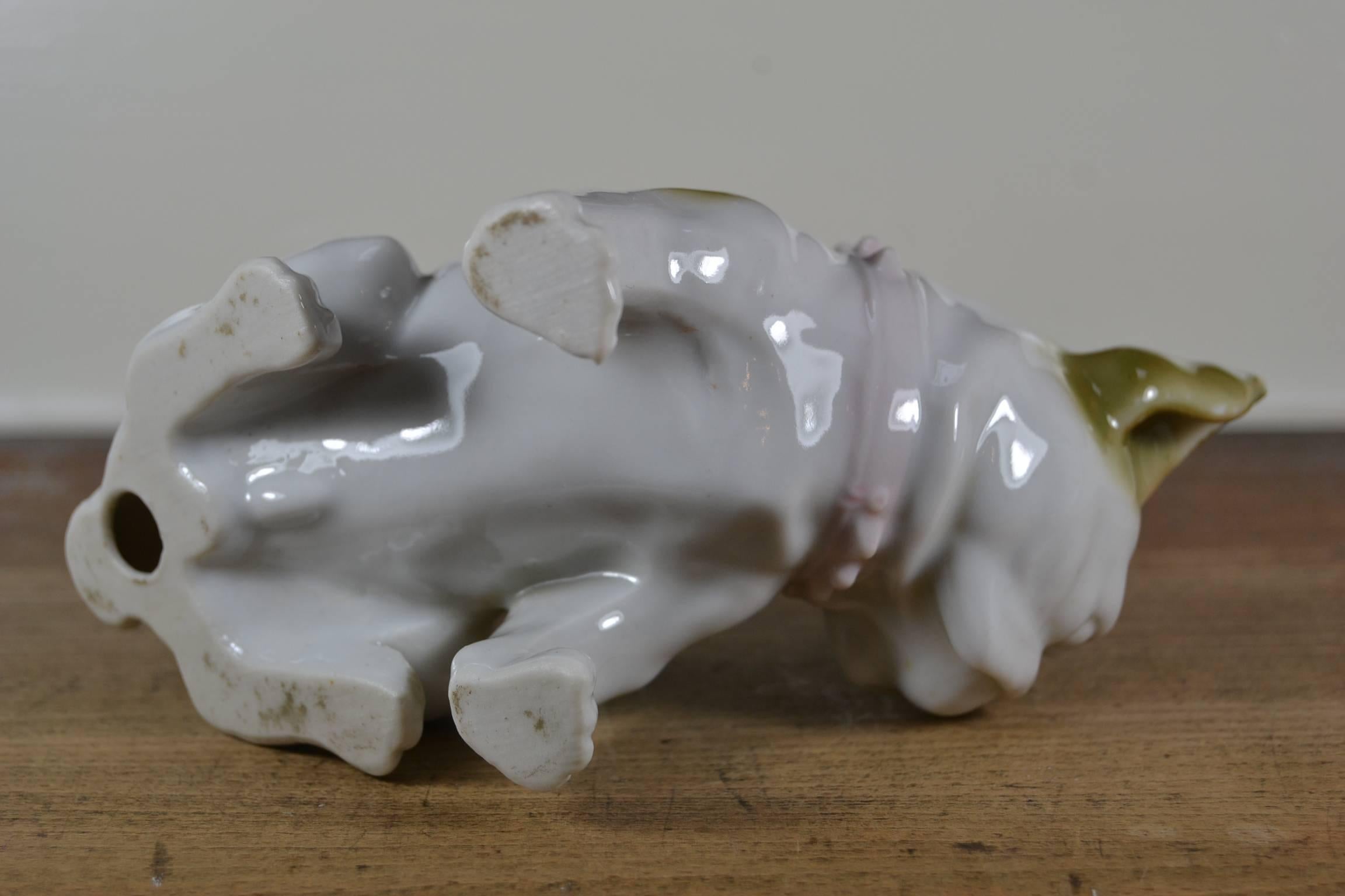  Porcelain French Bulldog Sculpture , Europe , 1930s For Sale 1