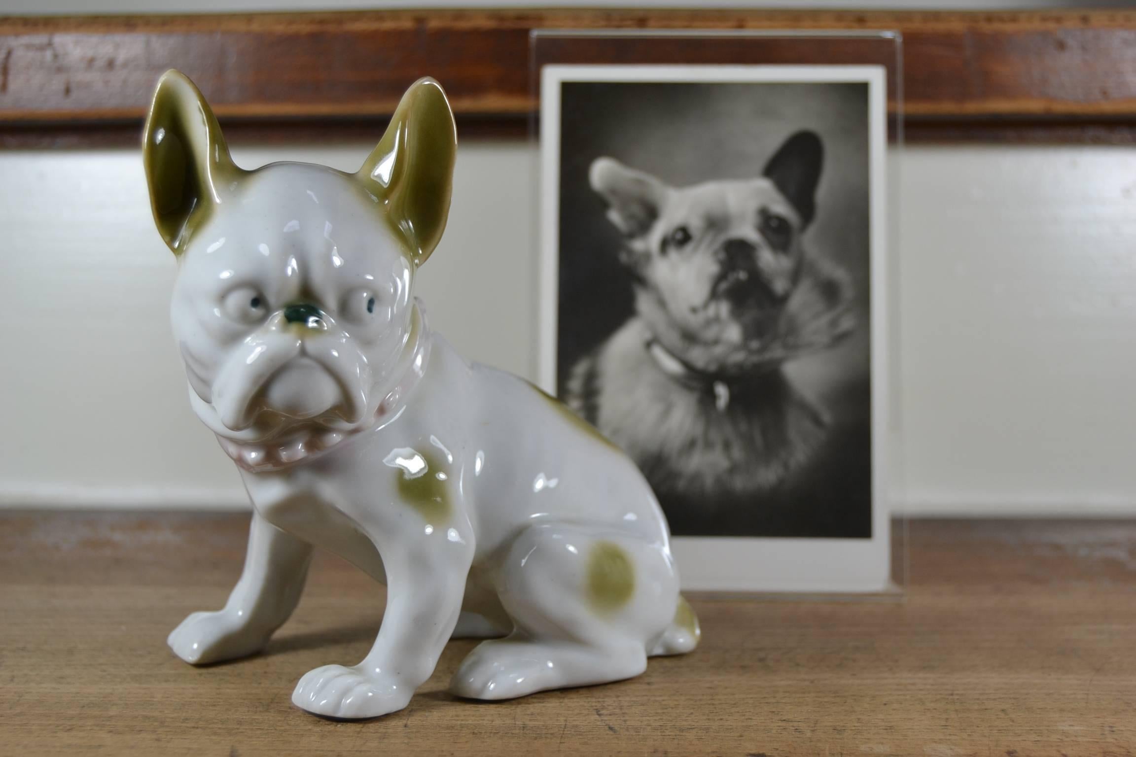  Porcelain French Bulldog Sculpture , Europe , 1930s For Sale 3