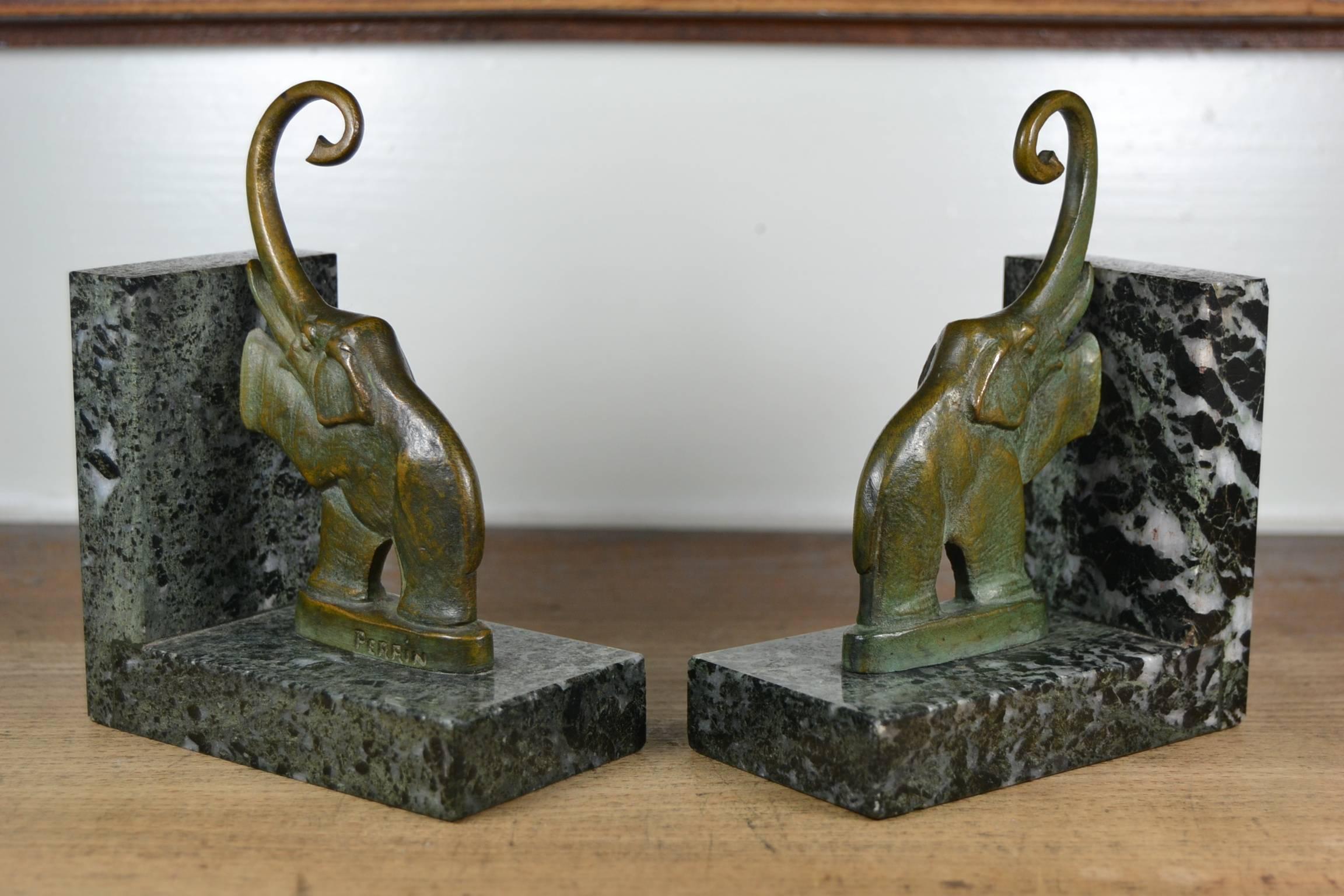 French, Art Deco Elephant Bookends 1