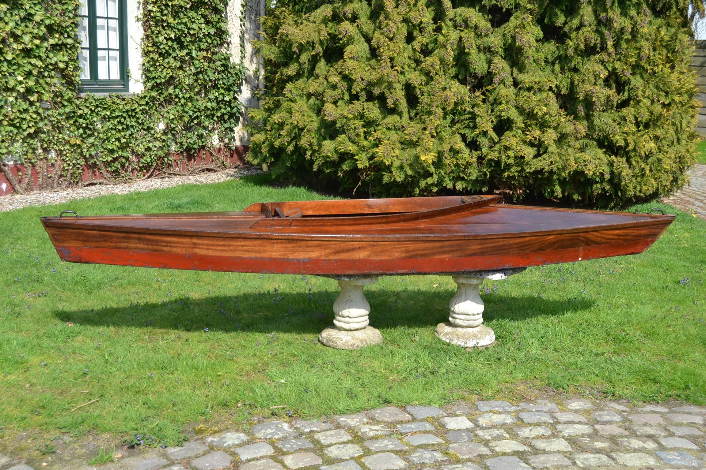 Belgian Antique Wooden Canoe