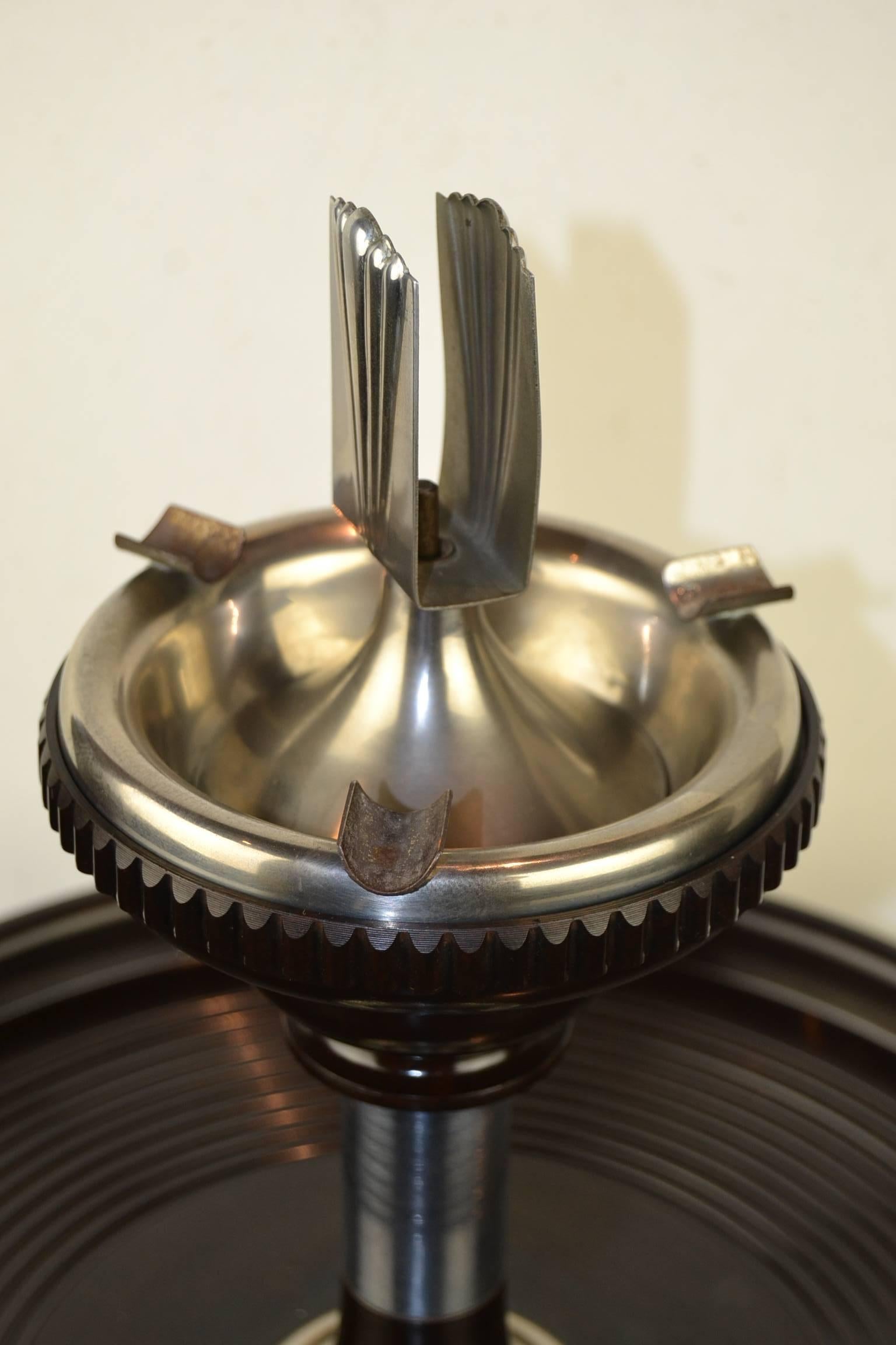 Art Deco Smoking Stand Bakelite and Chrome