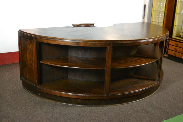 Antique Half Round Wooden Executive Desk at 1stDibs half round desk