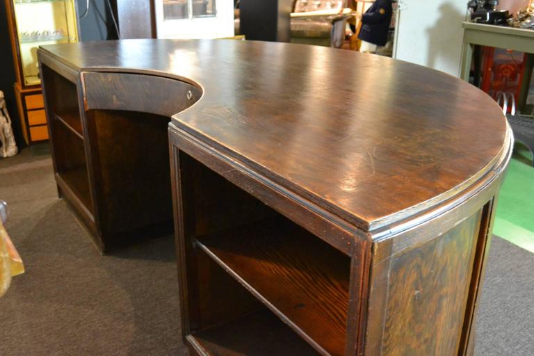 Antique Half Round Wooden Executive Desk at 1stDibs half round desk
